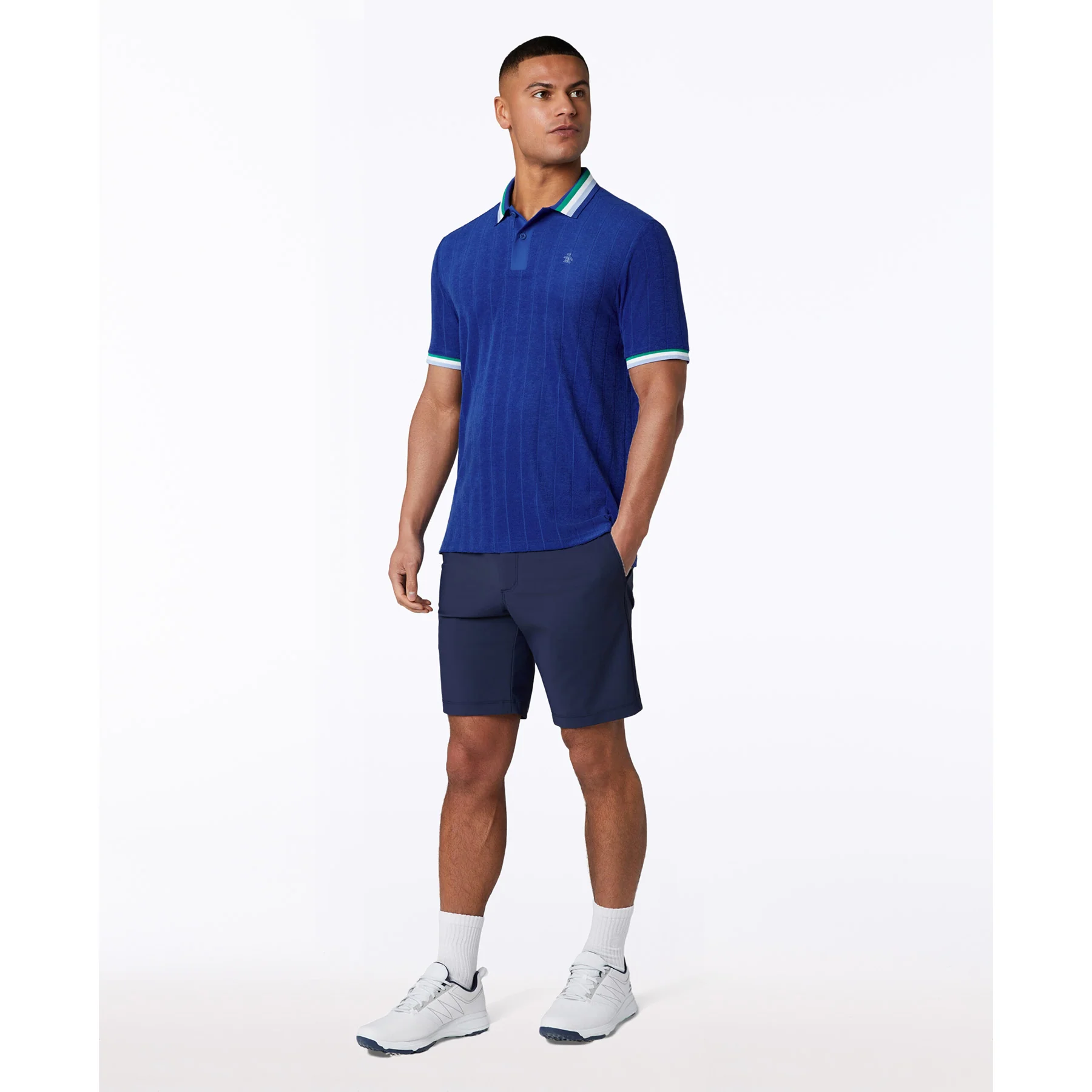 Performance Terry Golf Polo In Surf The Web - Image 4