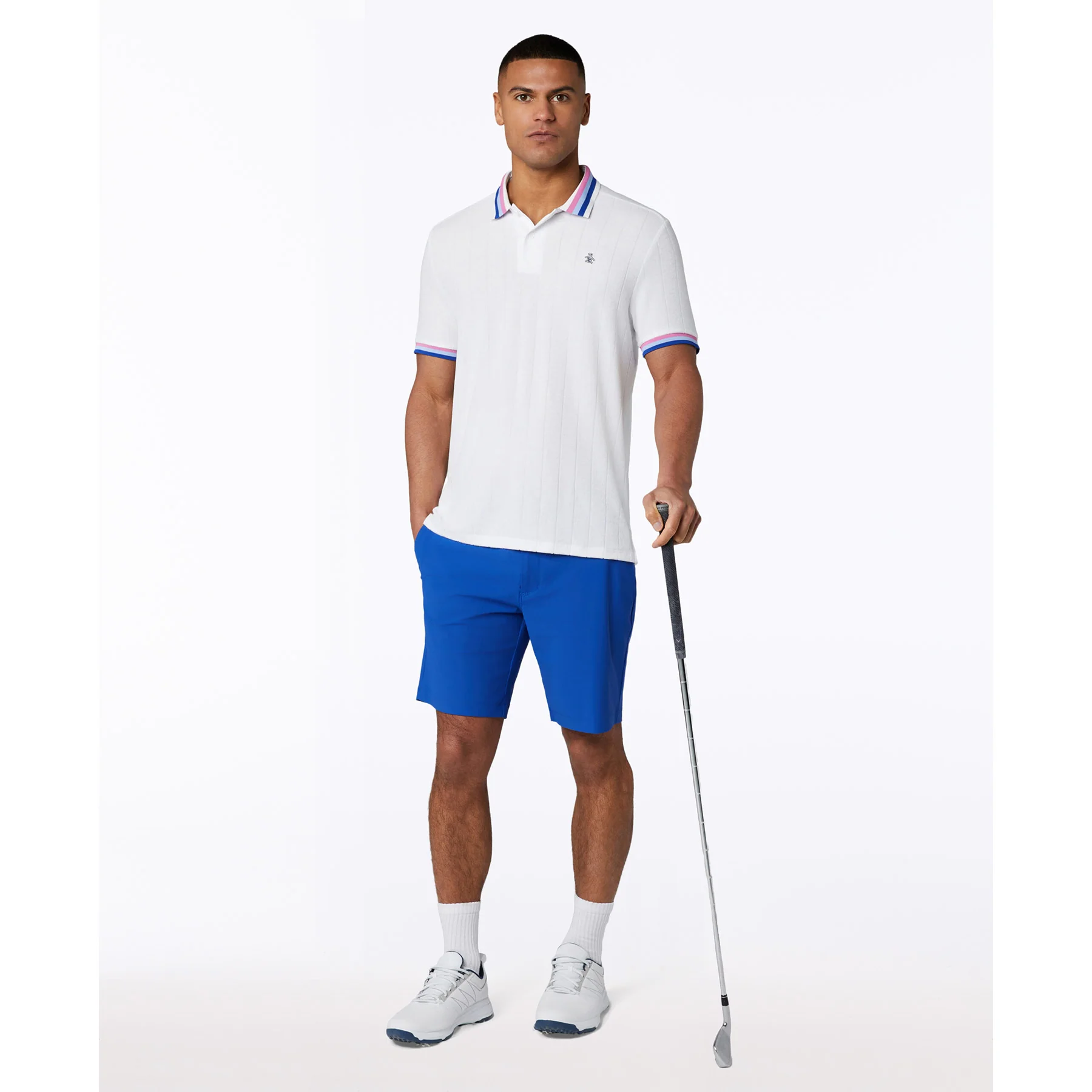 Performance Terry Golf Polo In Bright White - Image 4