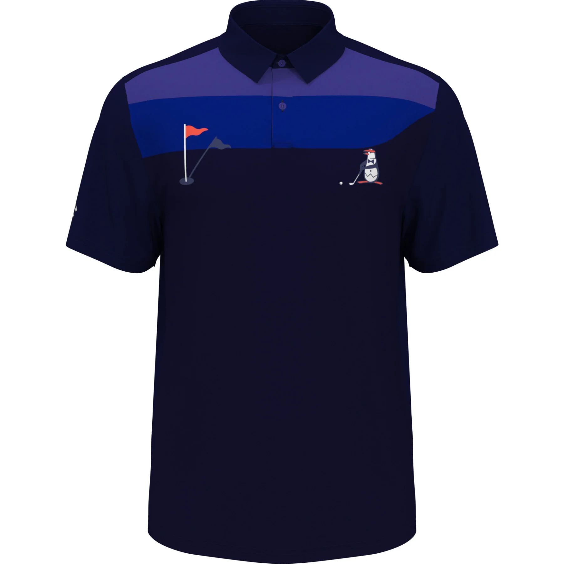 Pete On The Green Block Print Golf Polo Shirt In Black Iris - Image 6