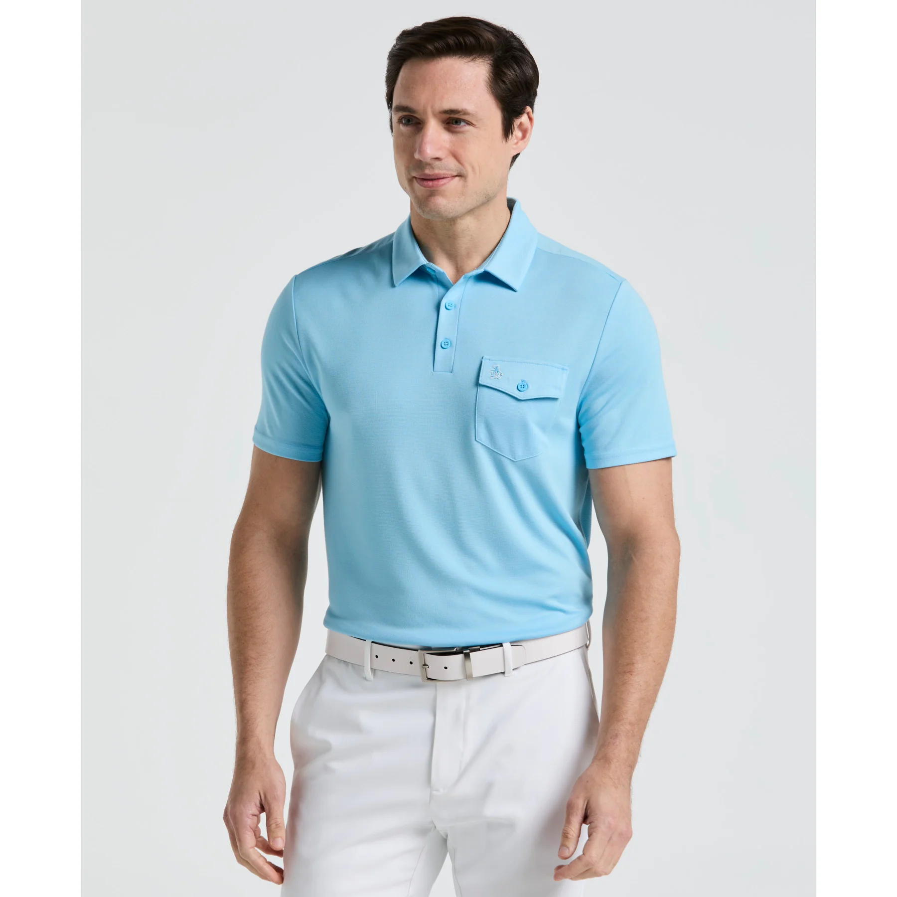 Pete's Fine Line Golf Polo Shirt In Blue Grotto