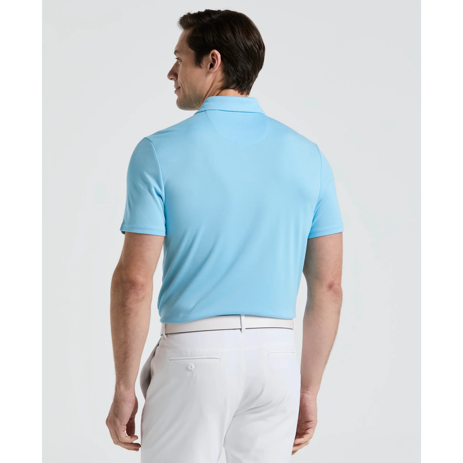 Pete's Fine Line Golf Polo Shirt In Blue Grotto - Image 2
