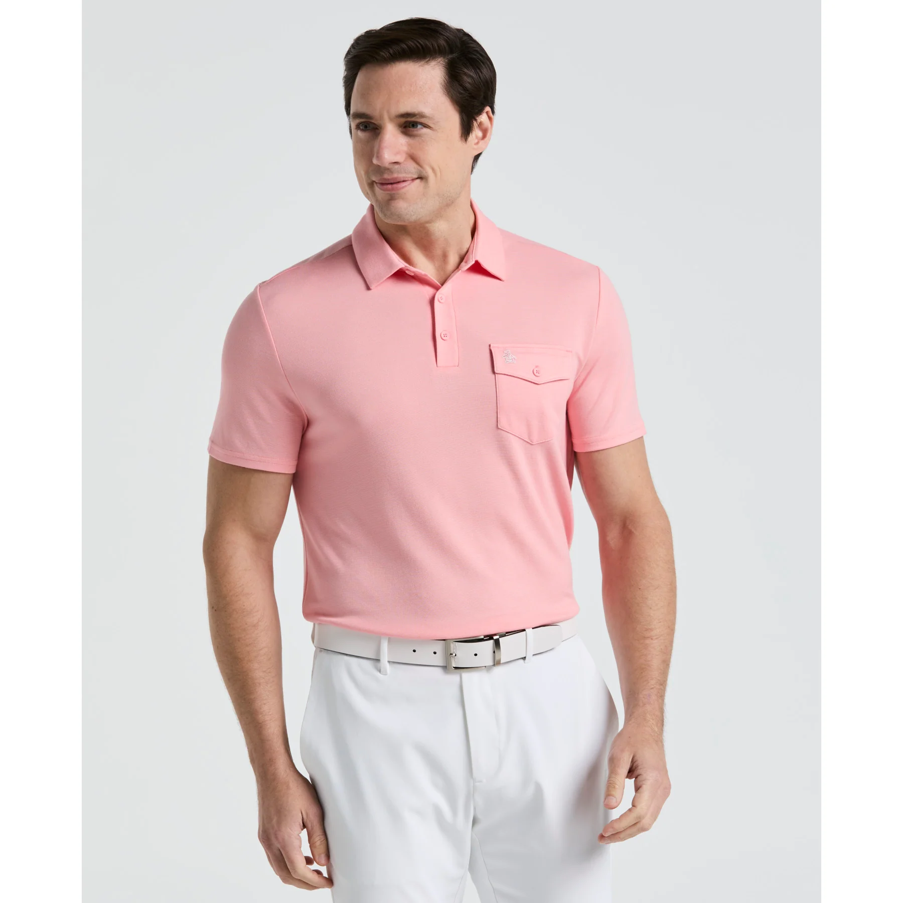 Pete's Fine Line Golf Polo Shirt In Murex Shell