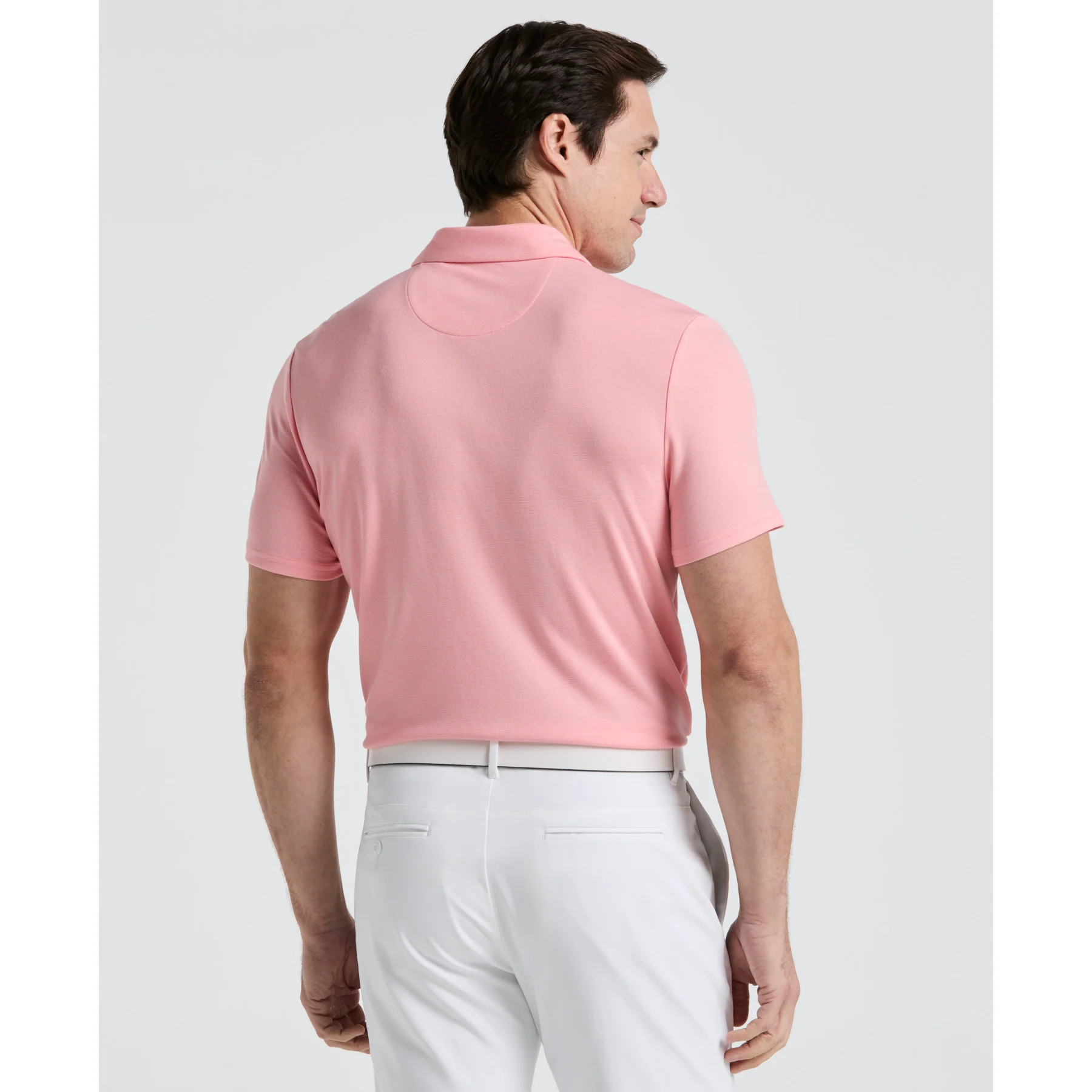 Pete's Fine Line Golf Polo Shirt In Murex Shell - Image 2