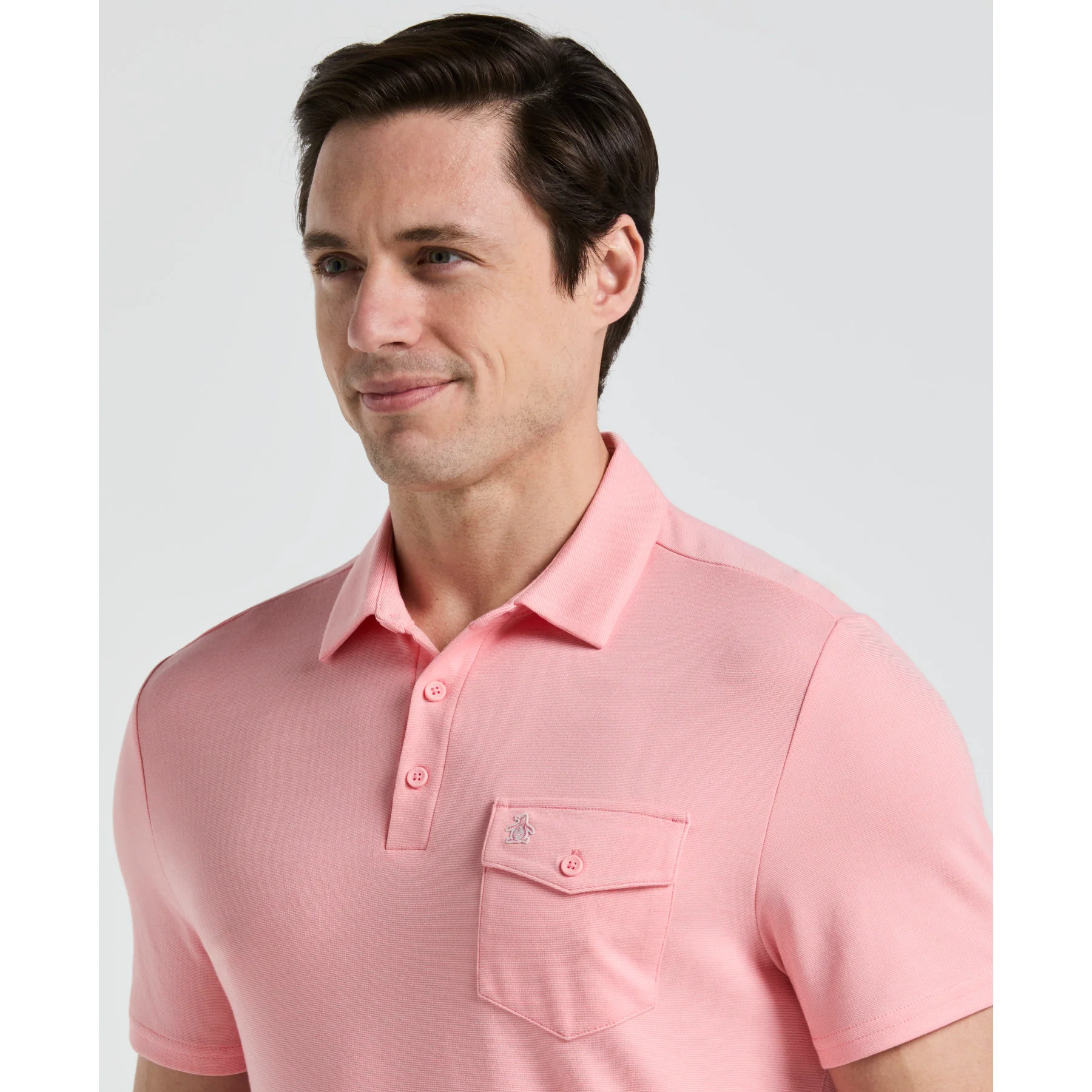 Pete's Fine Line Golf Polo Shirt In Murex Shell - Image 3