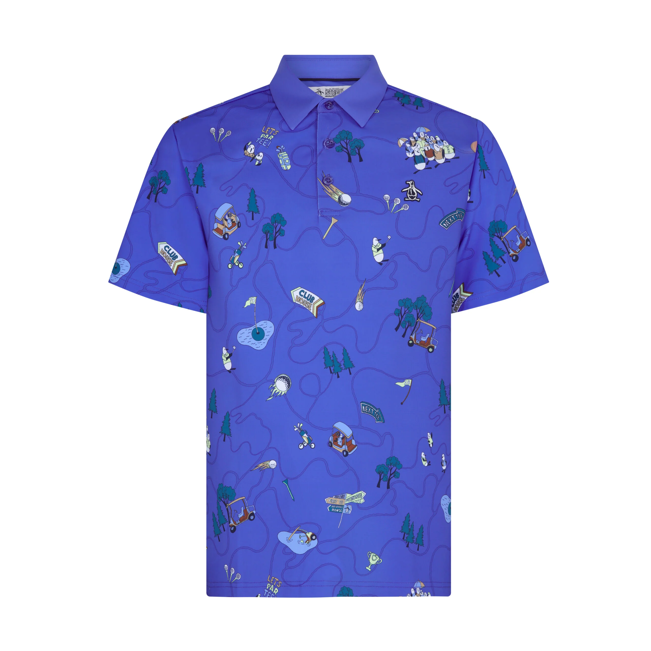 Pete’s Game Print Golf Polo Shirt In Amparo Blue - Image 4