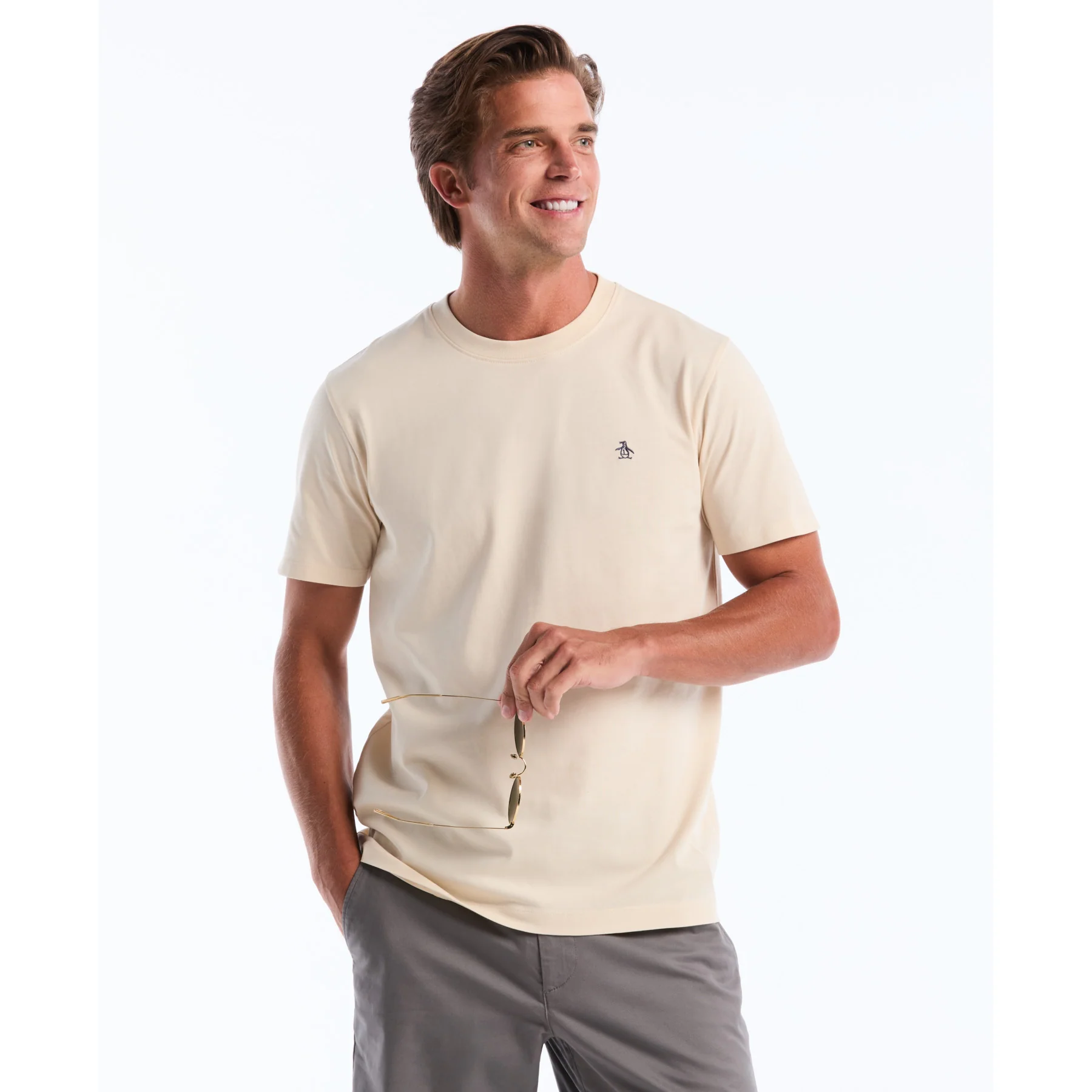 Pin Point Embroidered Logo T-Shirt In Birch - Image 5