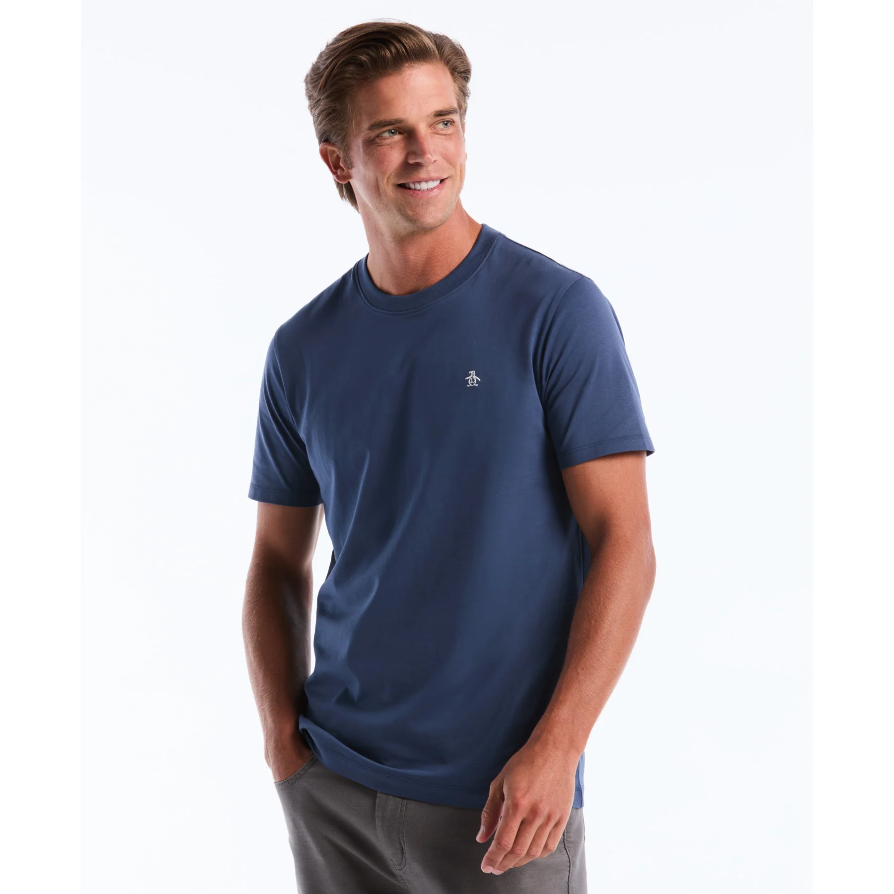 Pin Point Embroidered Logo T-Shirt In Sargasso Sea