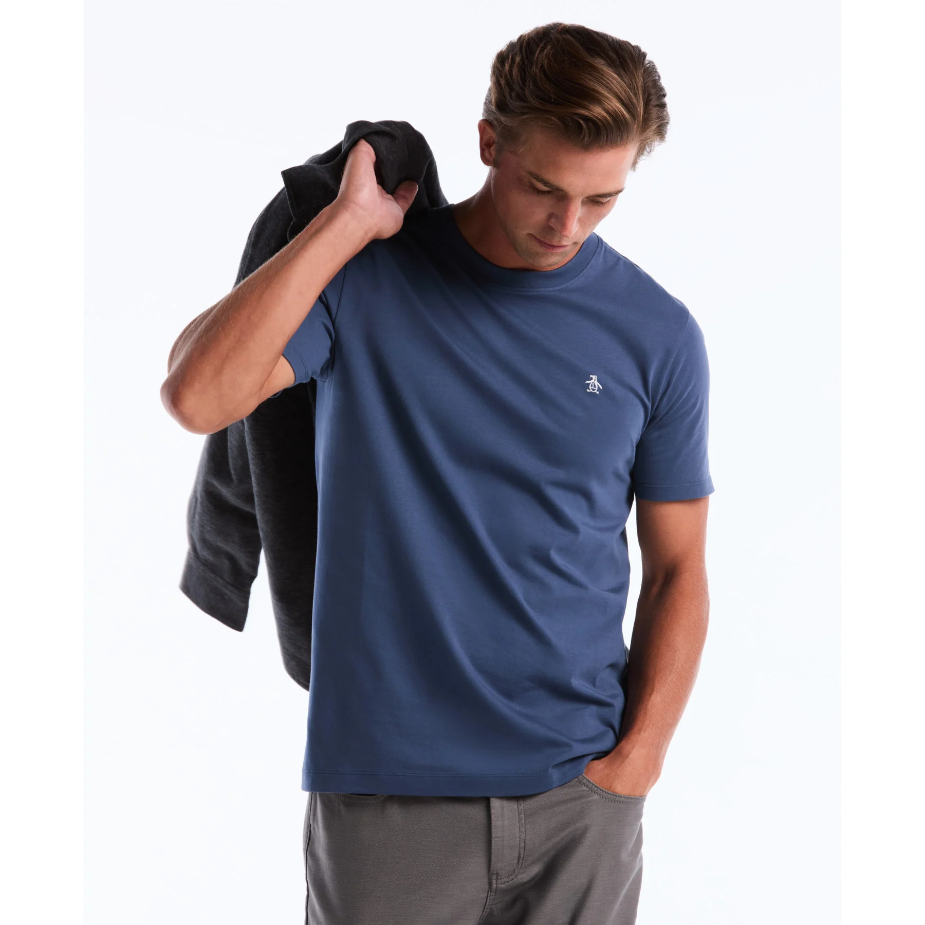 Pin Point Embroidered Logo T-Shirt In Sargasso Sea - Image 5