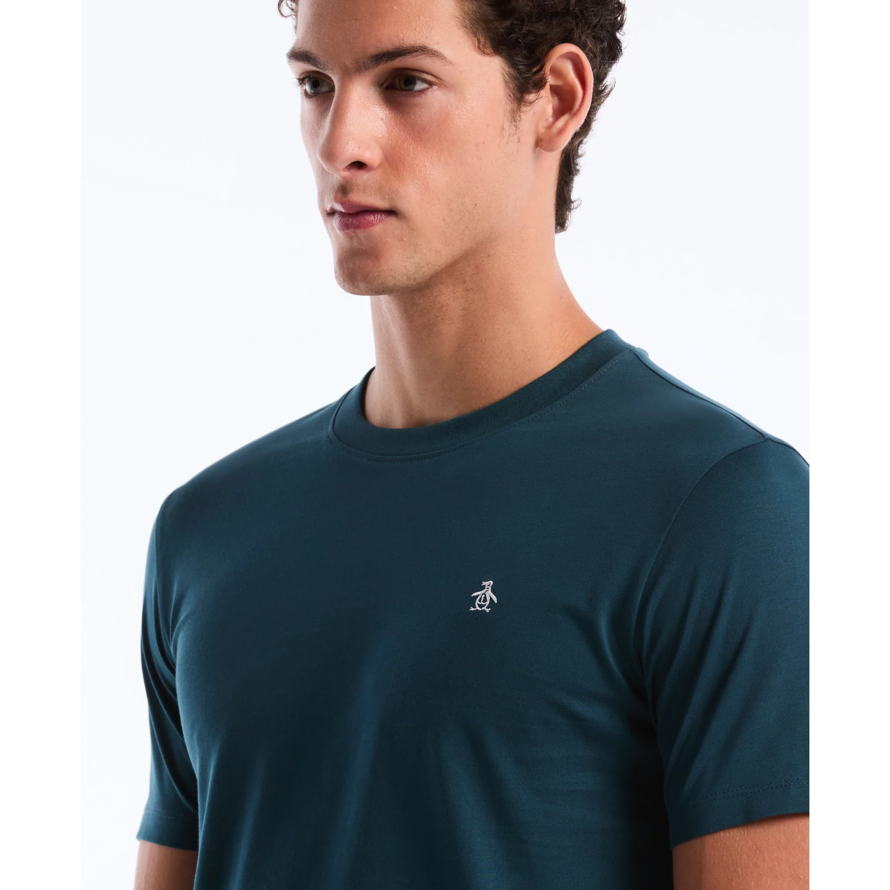 Pin Point Embroidered Logo T-Shirt In Reflecting Pond - Image 3