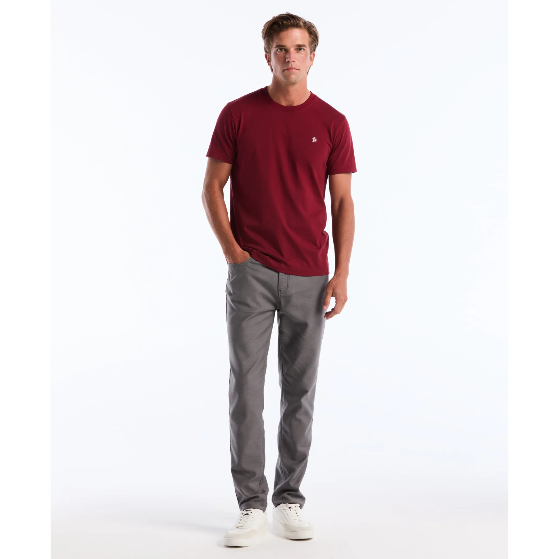 Pin Point Embroidered Logo T-Shirt In Cabernet - Image 3