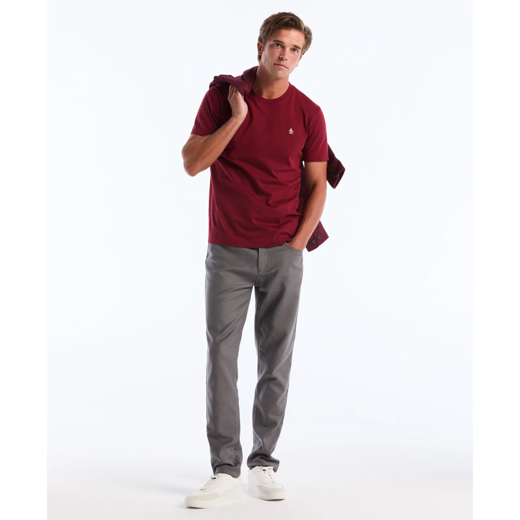 Pin Point Embroidered Logo T-Shirt In Cabernet - Image 5