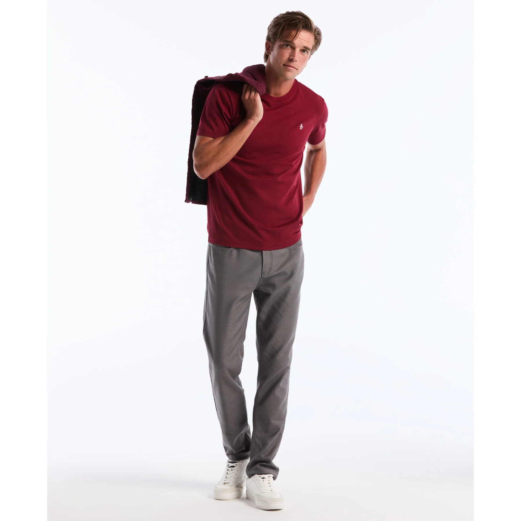 Pin Point Embroidered Logo T-Shirt In Cabernet - Image 6