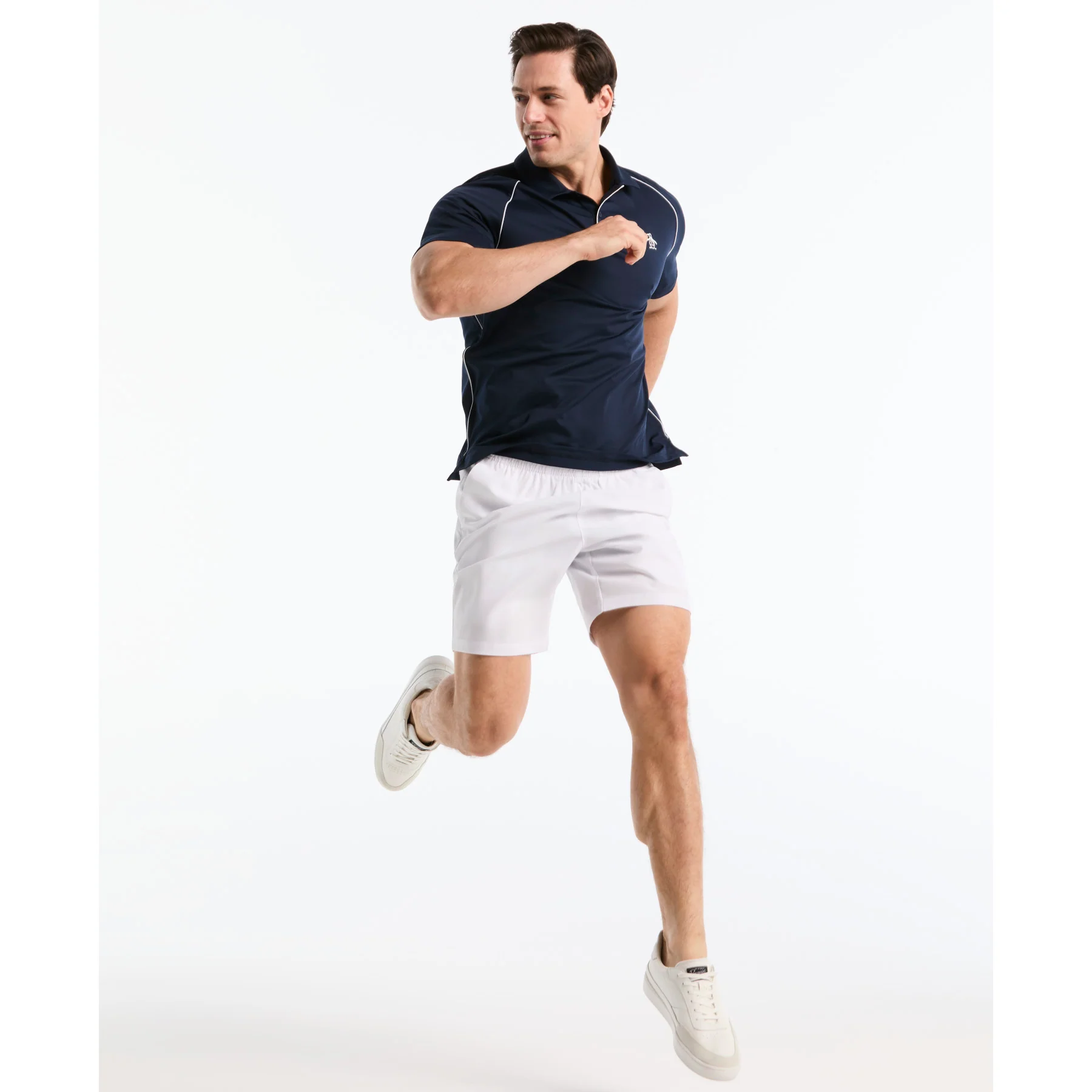 Piped Tennis Polo In Black Iris - Image 5