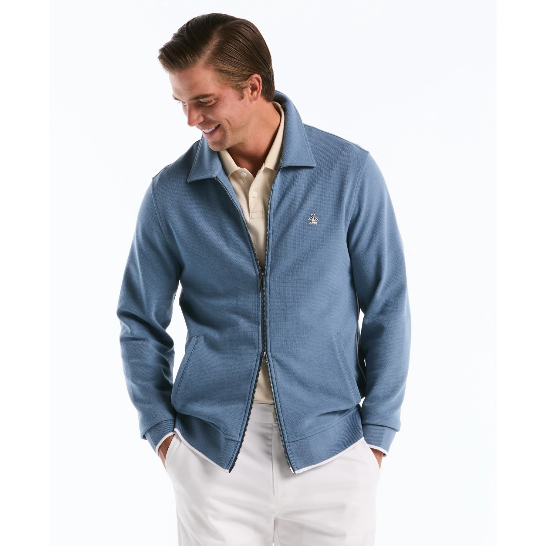 Piped Track Jacket In Copen Blue - Image 5