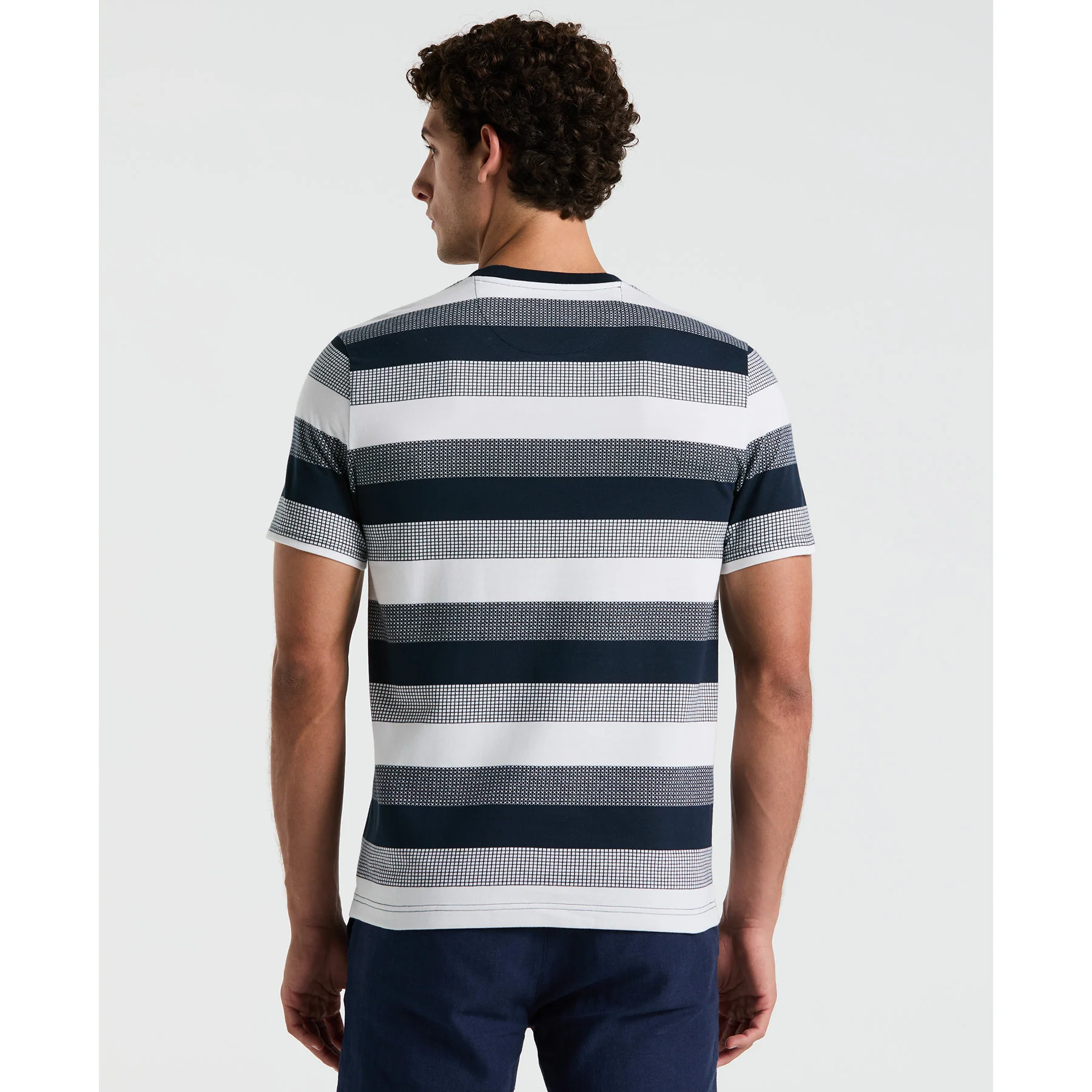 Pique Jacquard Stripe T-Shirt In Dark Sapphire - Image 2