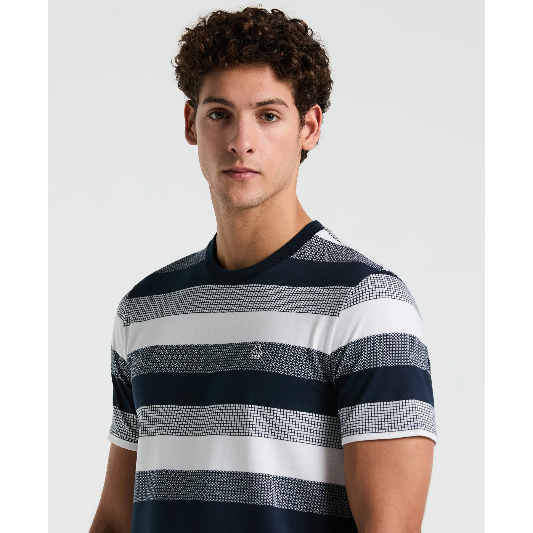 Pique Jacquard Stripe T-Shirt In Dark Sapphire - Image 3