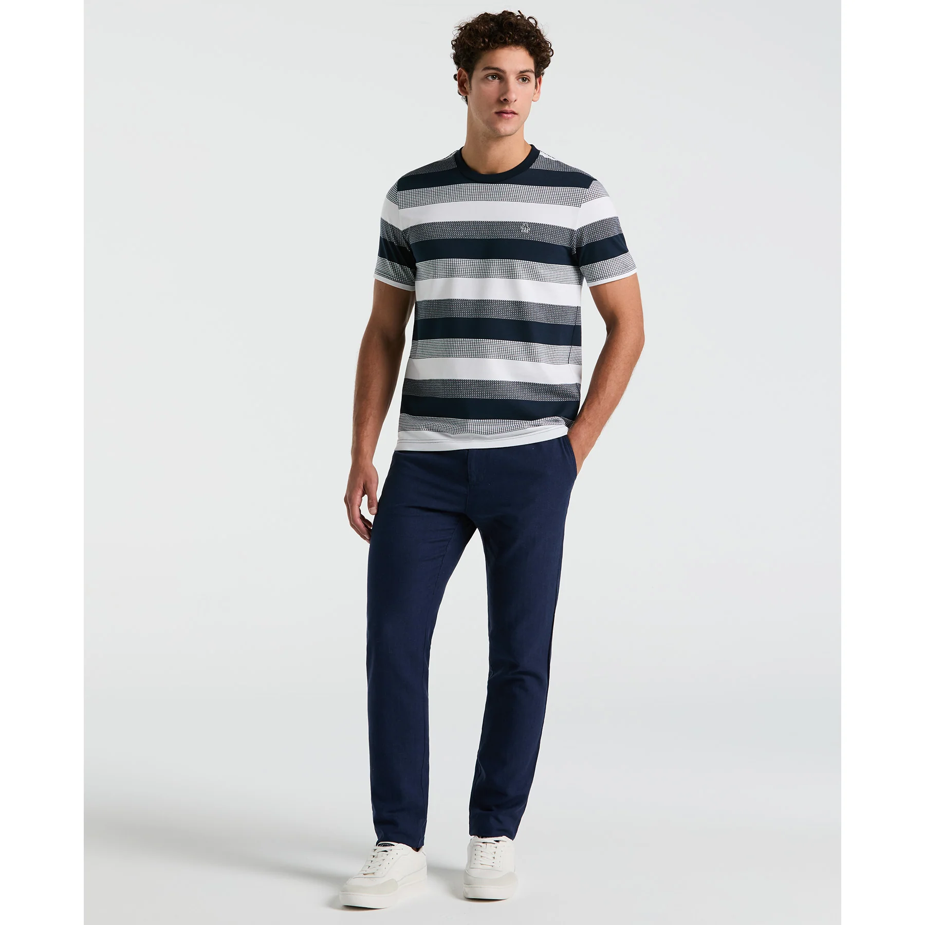 Pique Jacquard Stripe T-Shirt In Dark Sapphire - Image 4