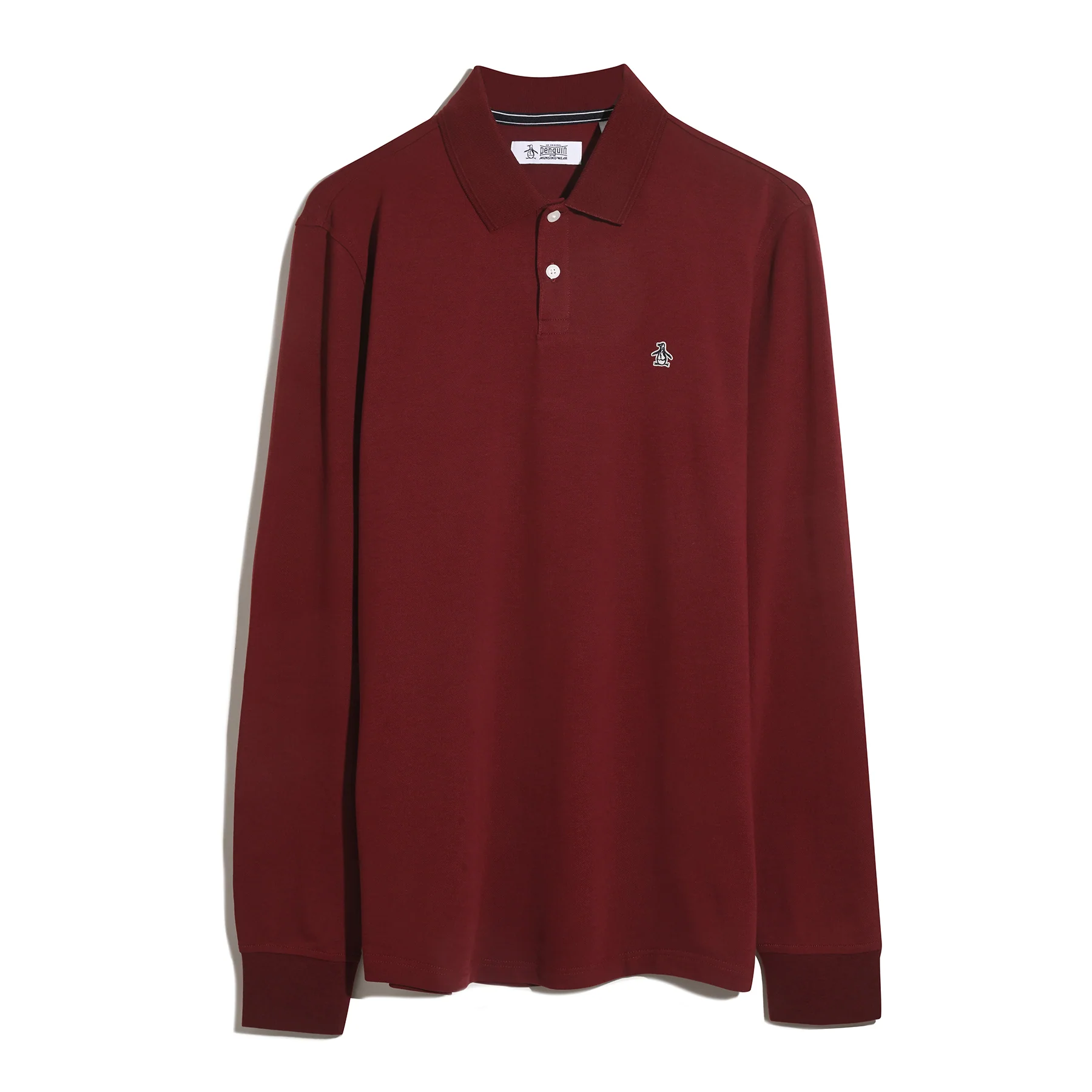 Pique Long Sleeve Polo Shirt In Cabernet - Image 5