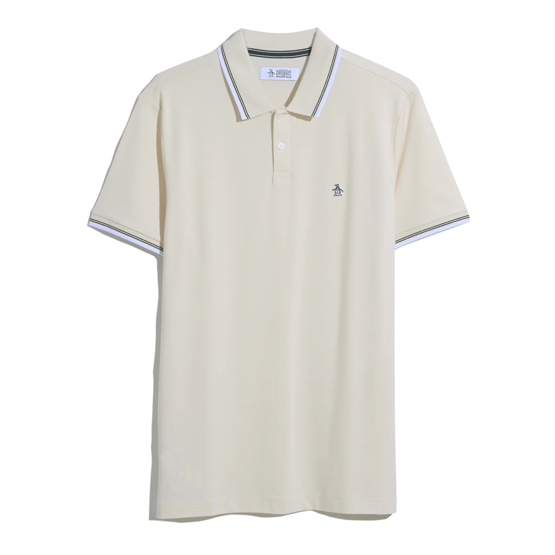 Pique Sticker Pete Tipped Polo Shirt In Birch - Image 5