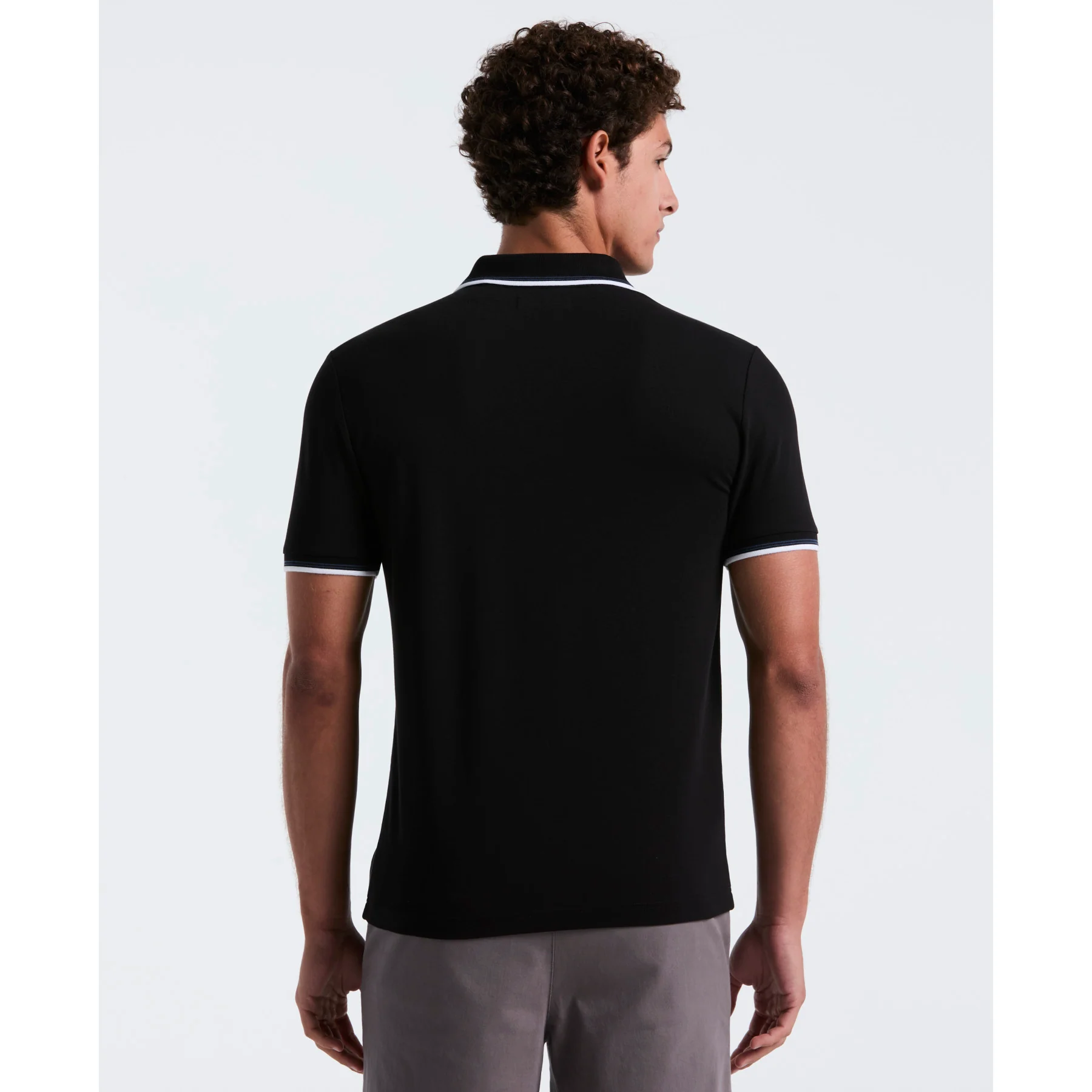 Tipped Pique Polo Shirt In True Black - Image 3