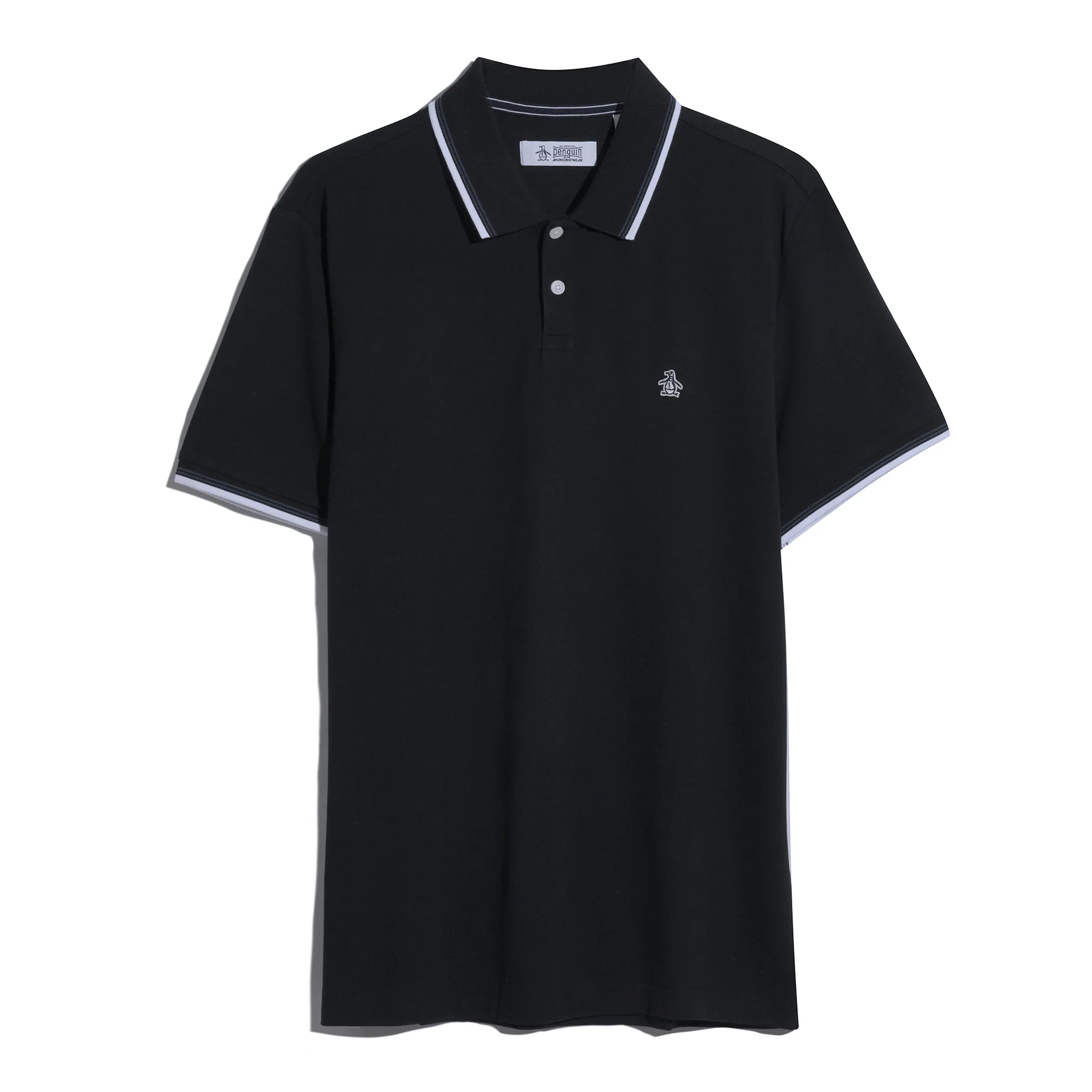 Tipped Pique Polo Shirt In True Black - Image 5