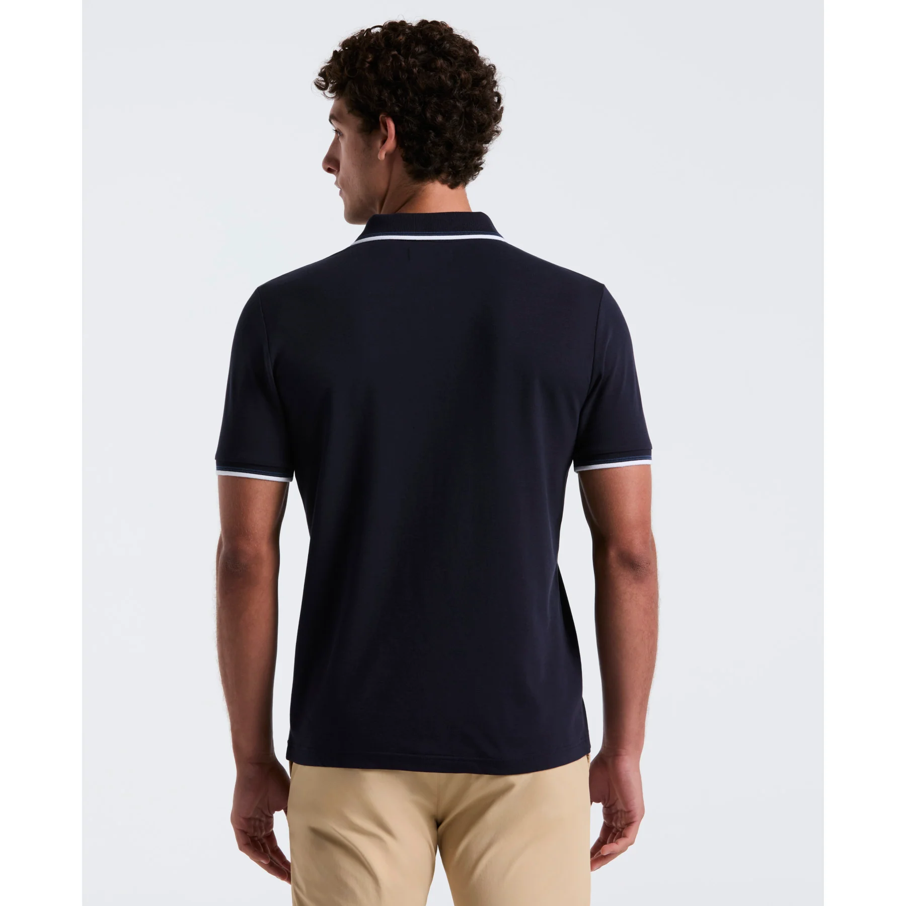 Tipped Pique Polo Shirt In Dark Sapphire - Image 3