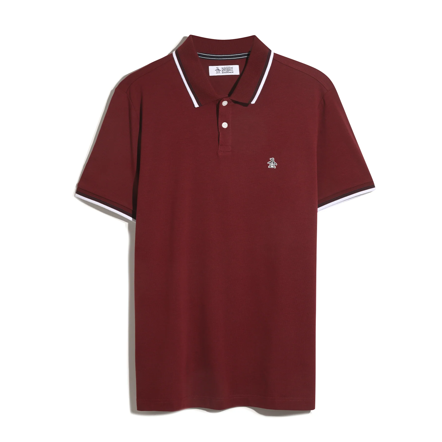 Pique Sticker Pete Tipped Polo Shirt In Cabernet - Image 5