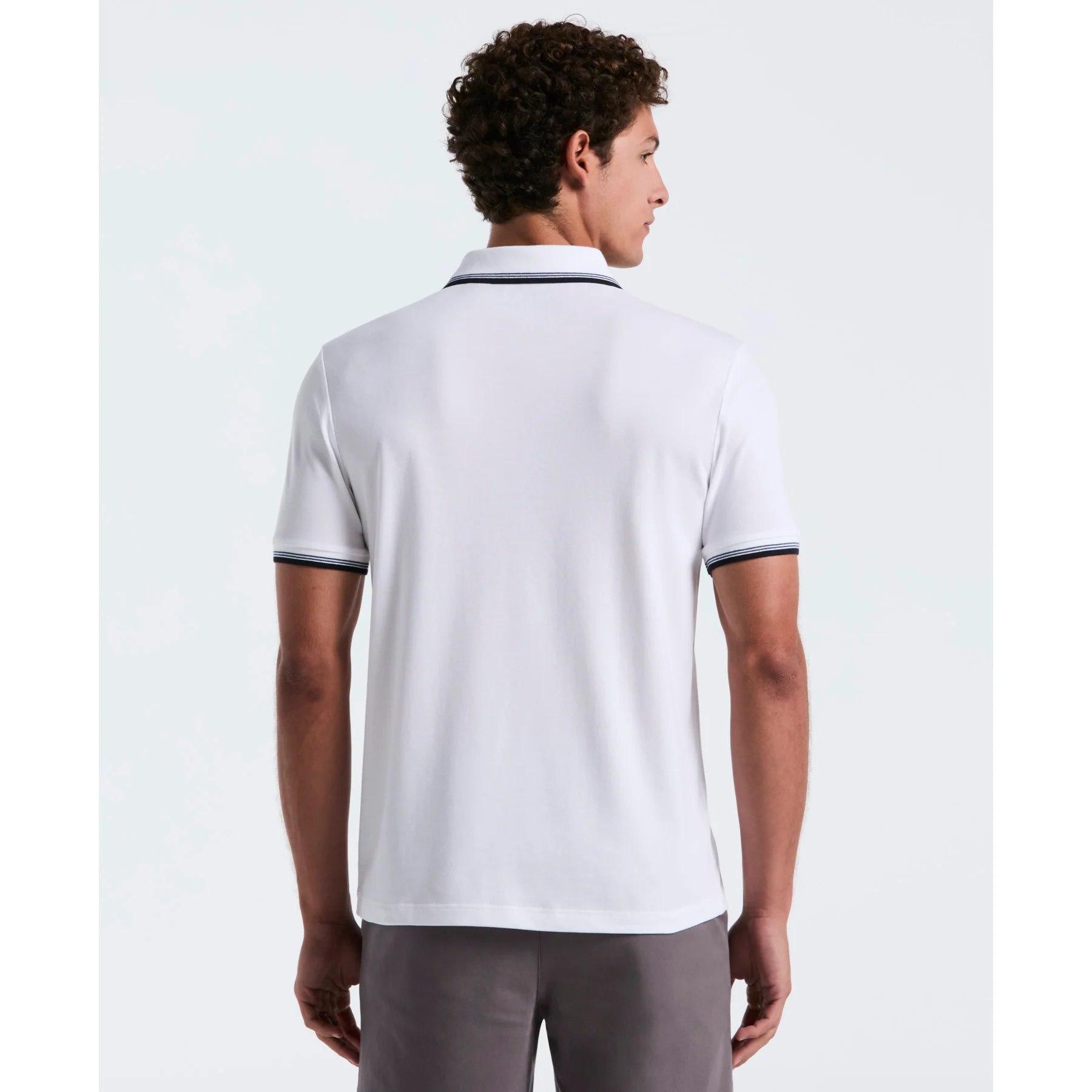 Tipped Pique Polo Shirt In Bright White - Image 3