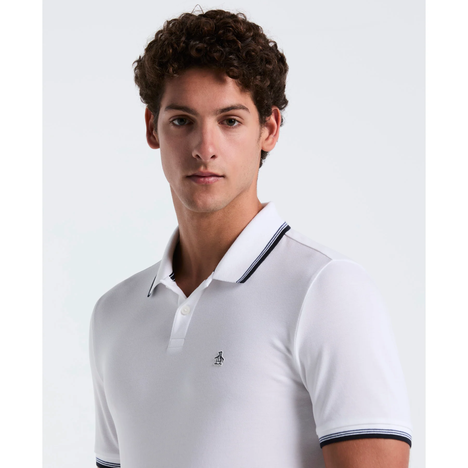 Tipped Pique Polo Shirt In Bright White - Image 4