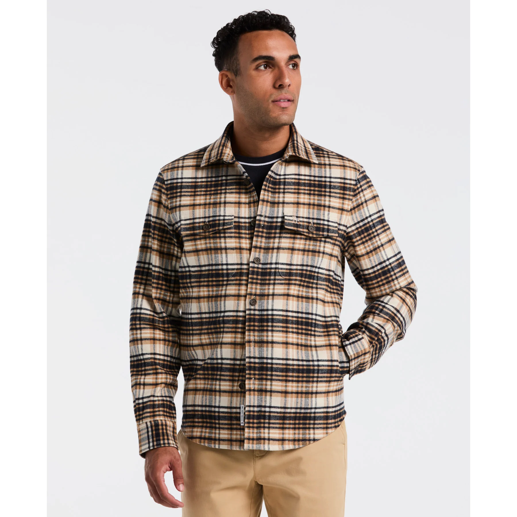 Plaid Flannel Shacket In Birch