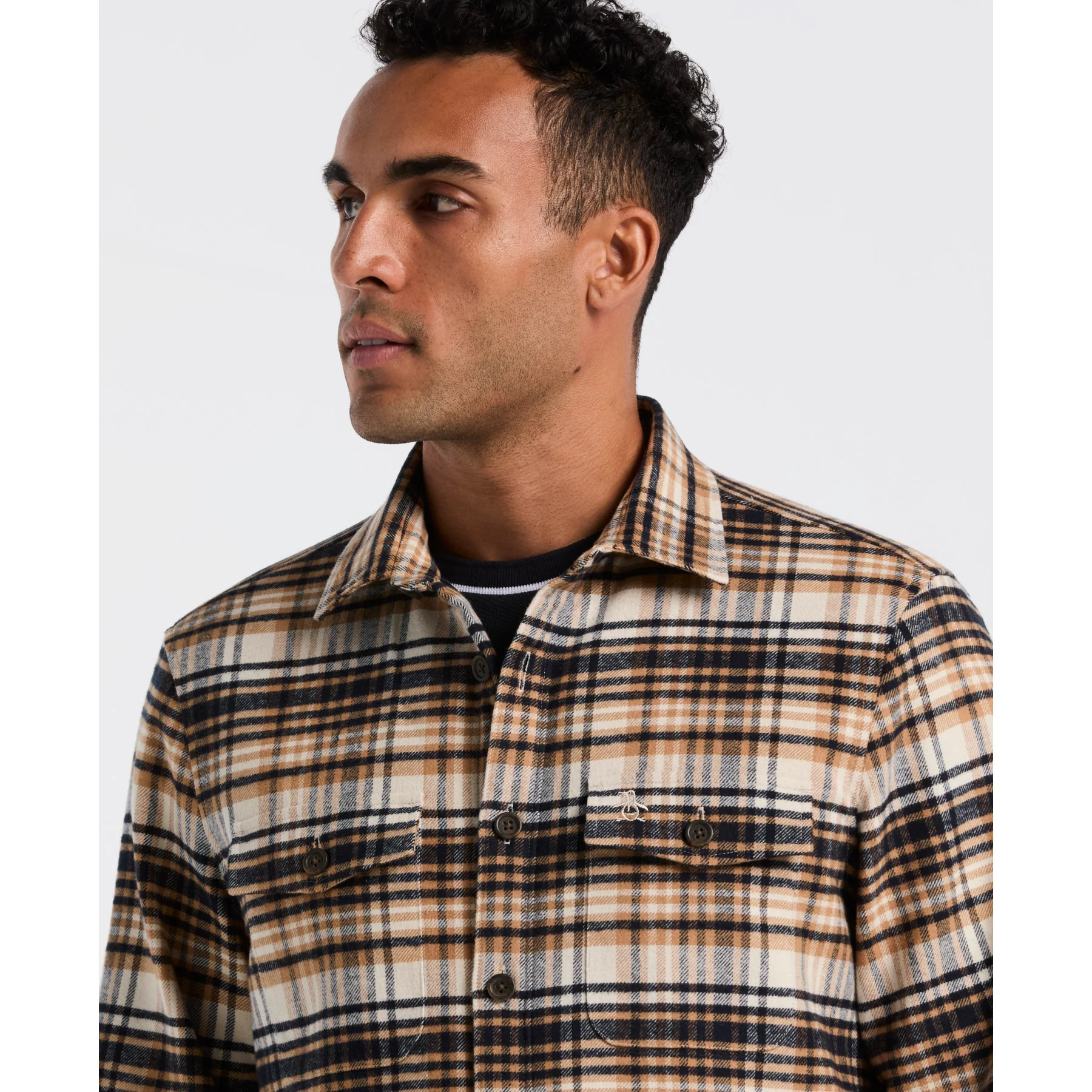 Plaid Flannel Shacket In Birch - Image 3