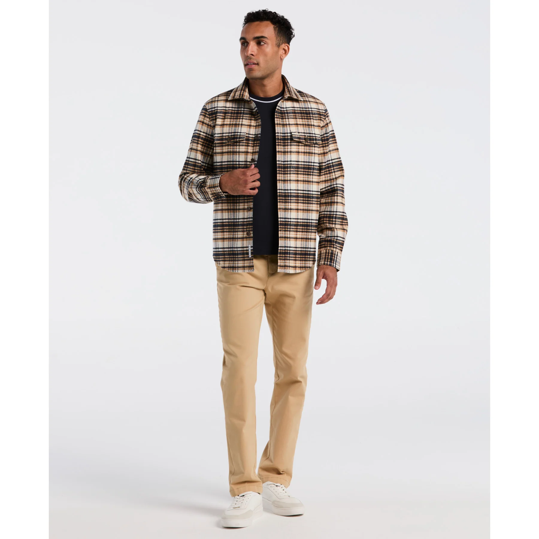 Plaid Flannel Shacket In Birch - Image 4