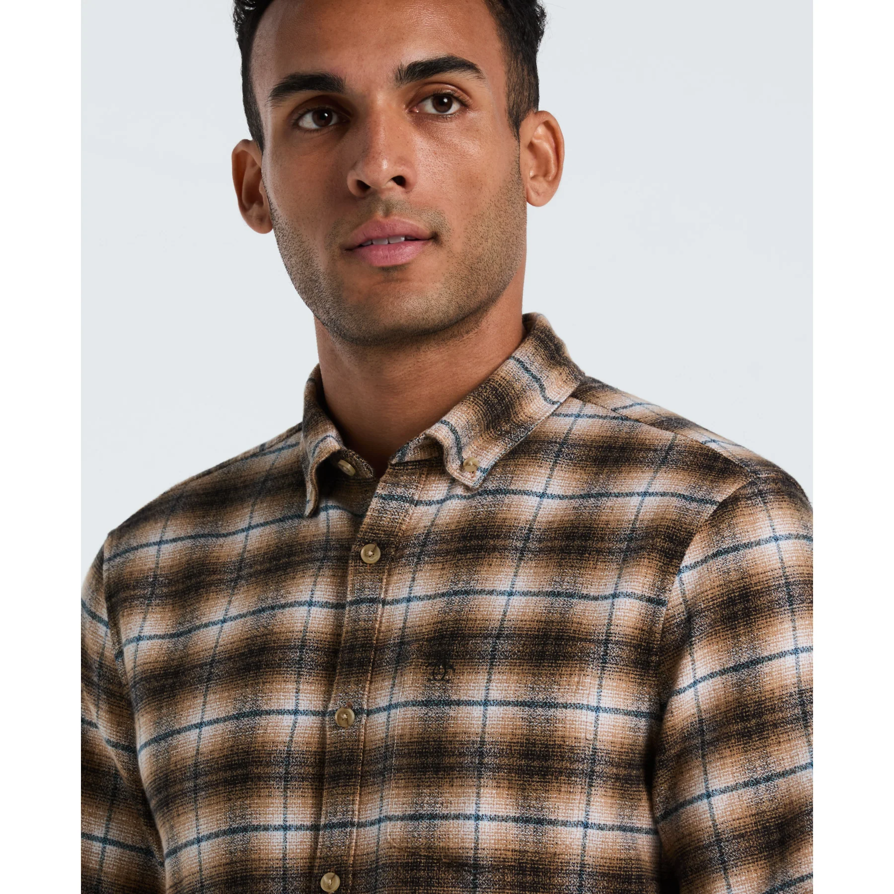 Plaid Flannel Shirt In Tigers Eye - Image 3