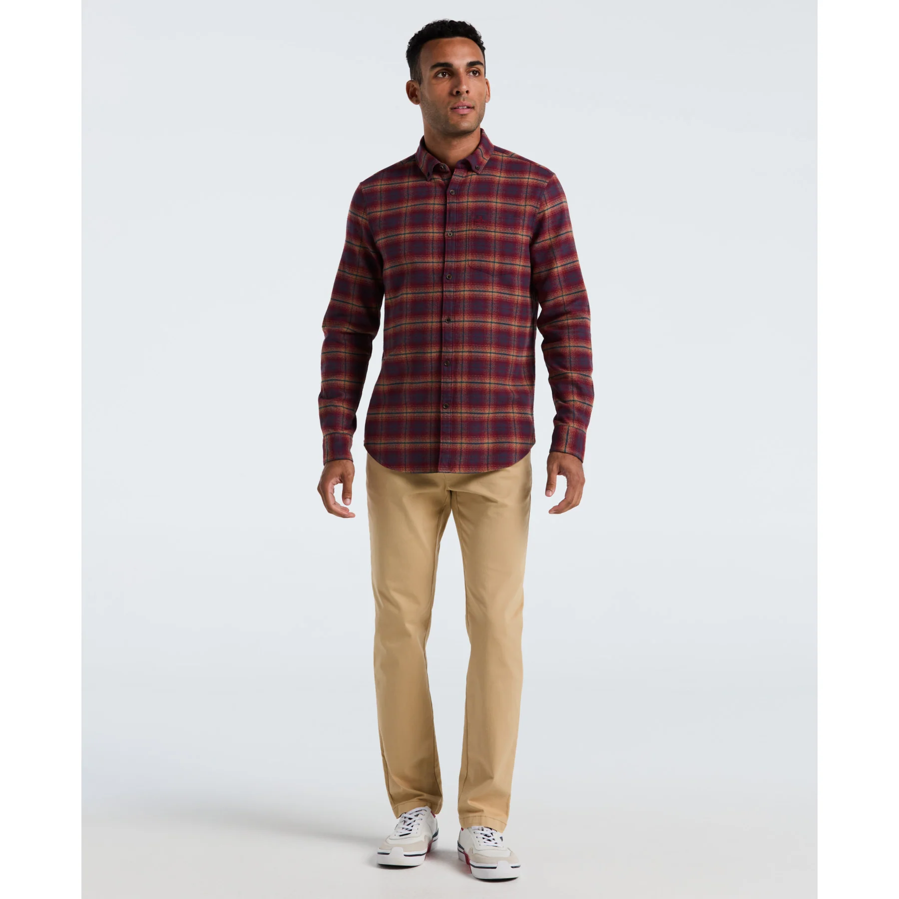 Plaid Flannel Shirt In Cabernet - Image 4