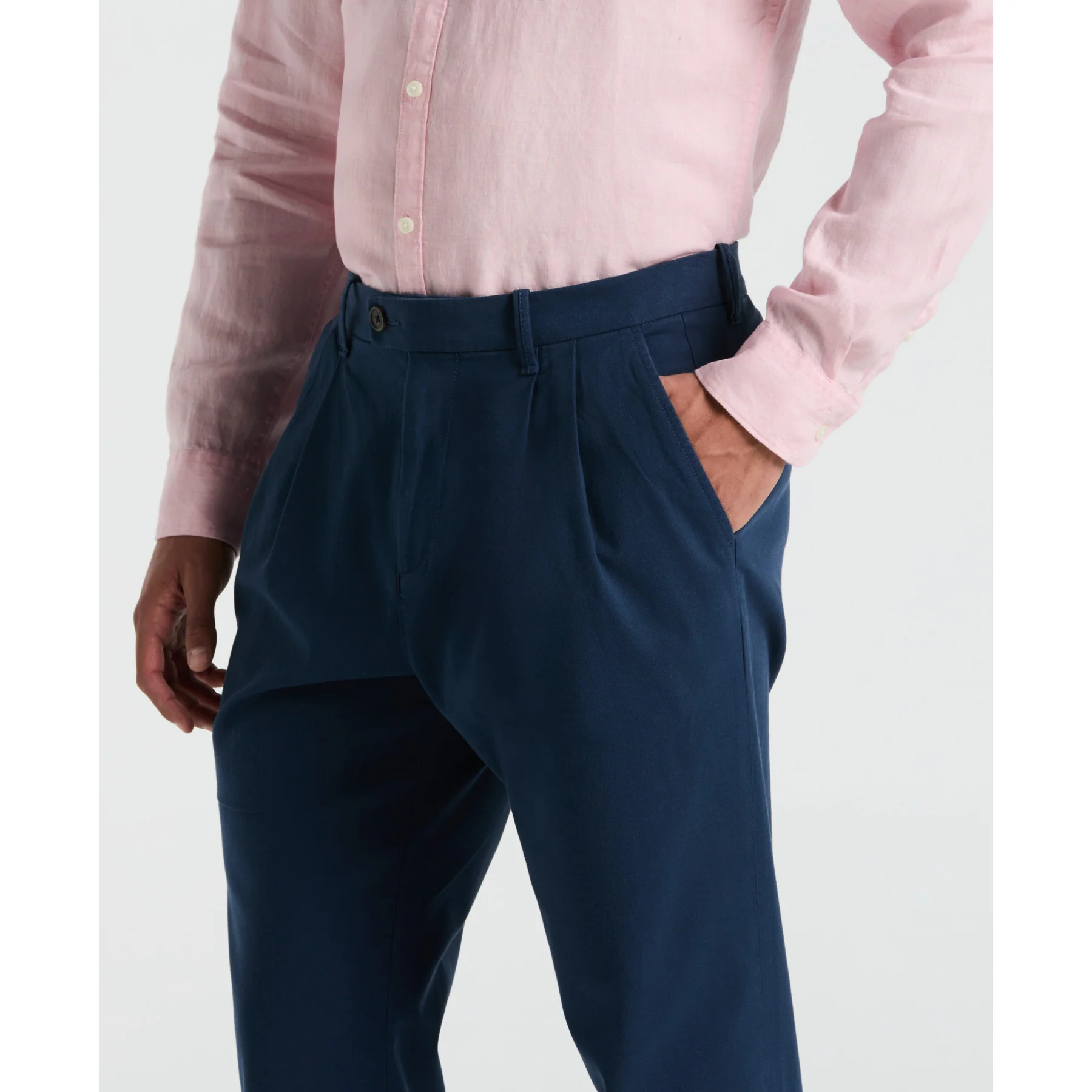 Pleated Chinos In Dark Sapphire - Image 3