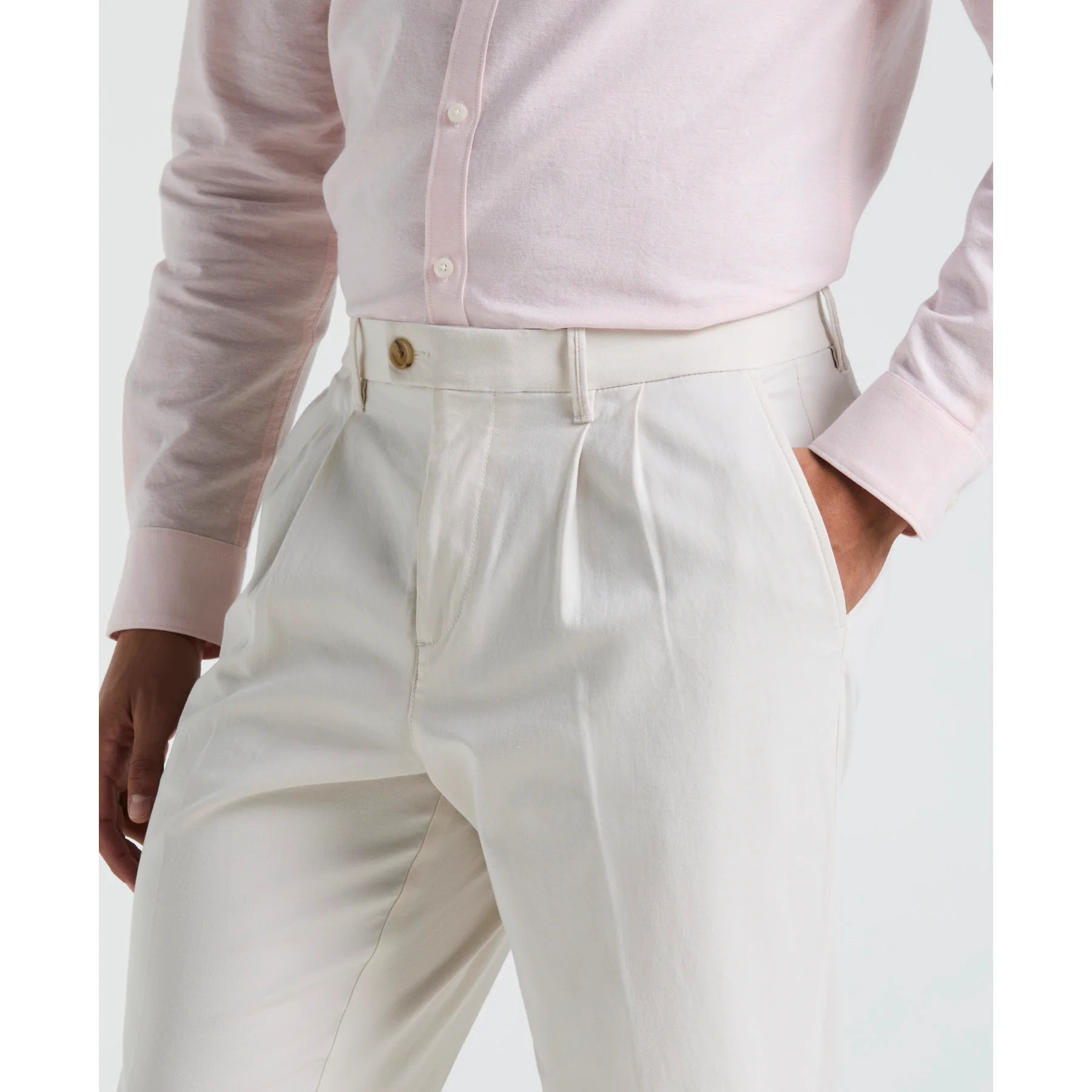 Pleated Chinos In Birch - Image 3