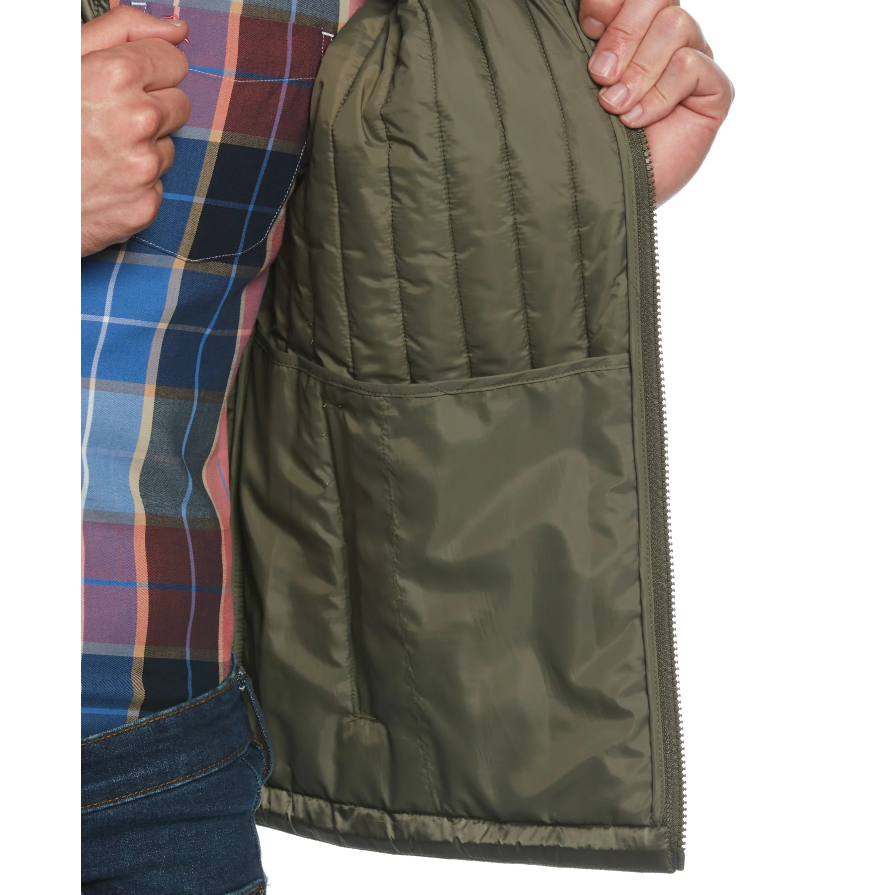 Quilted Gilet In Dusty Olive - Image 4