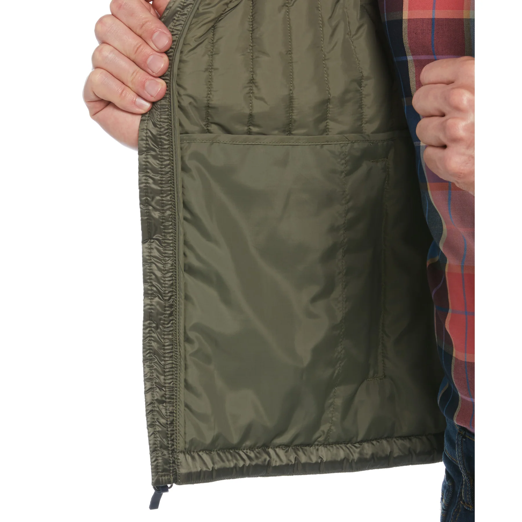 Quilted Gilet In Dusty Olive - Image 5
