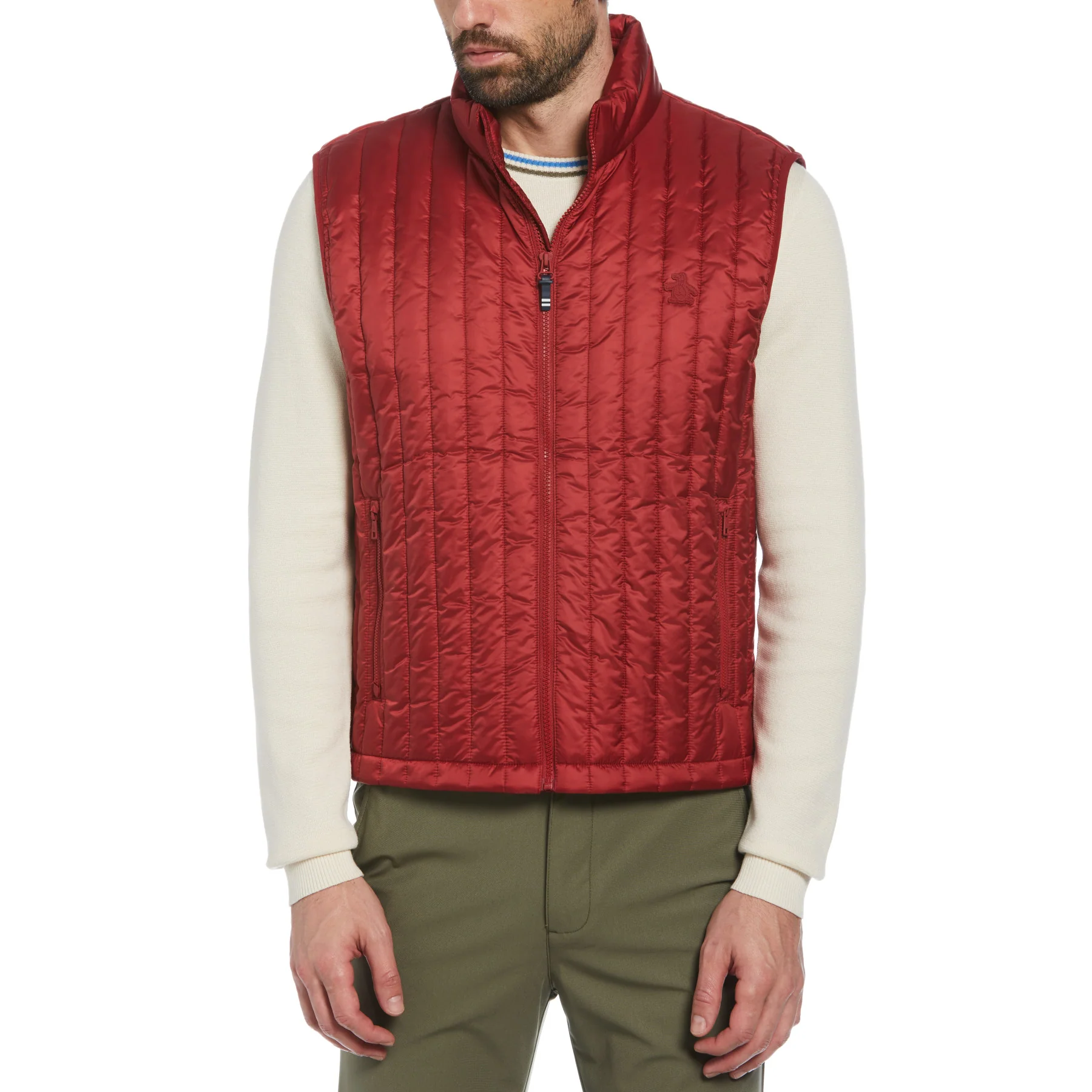 Quilted Gilet In Red Dahlia