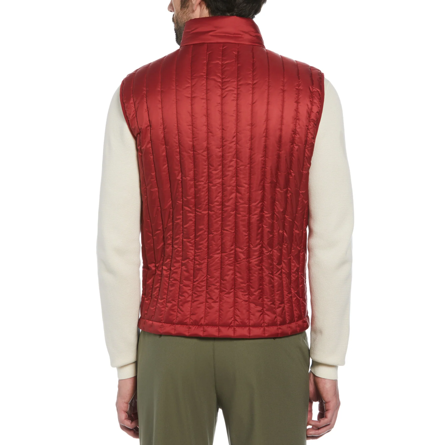 Quilted Gilet In Red Dahlia - Image 2