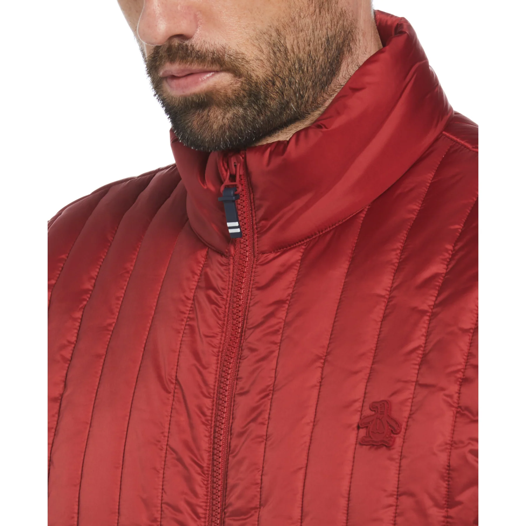 Quilted Gilet In Red Dahlia - Image 3