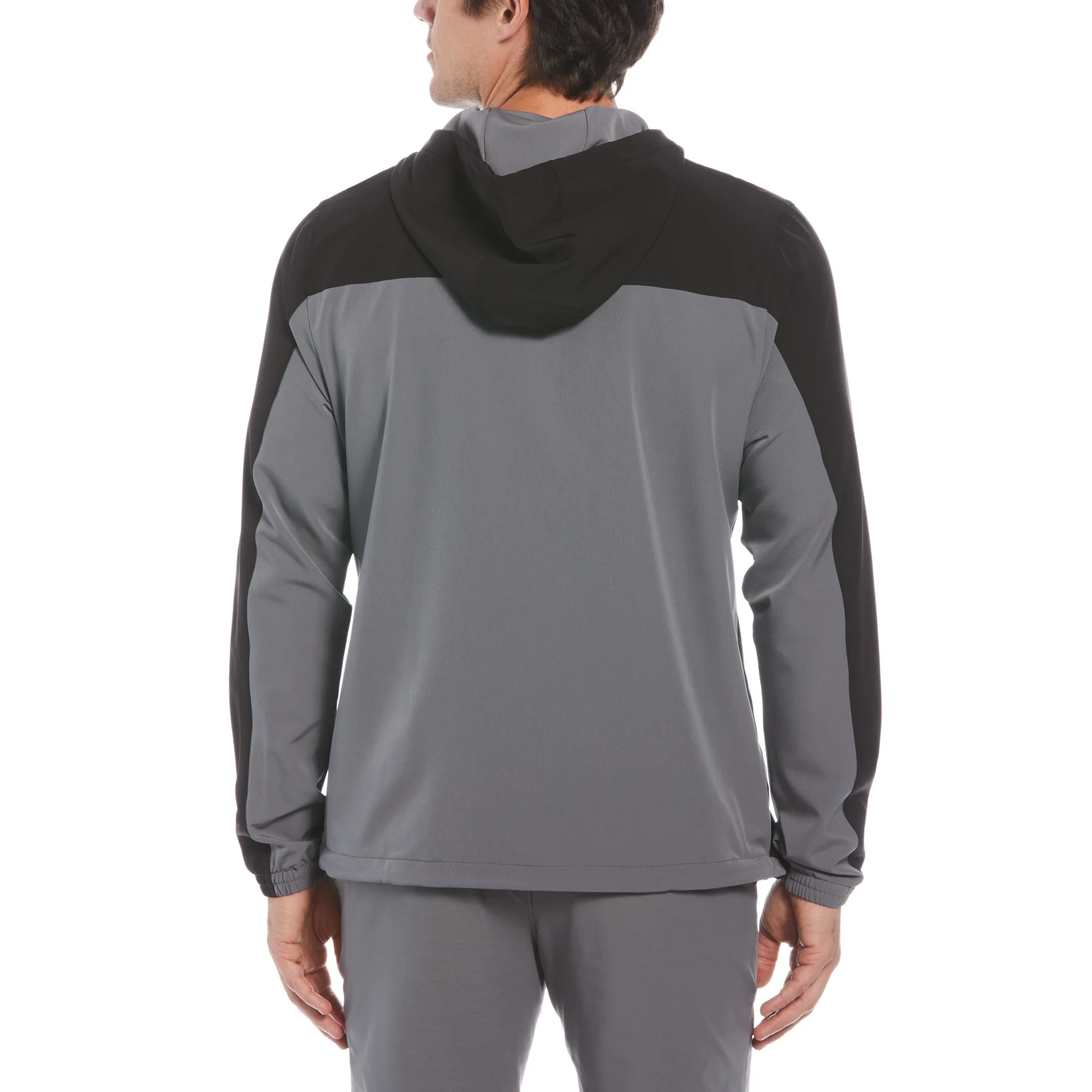1/4 Zip Color Block Long Sleeve Golf Windbreaker Jacket In Caviar - Image 2
