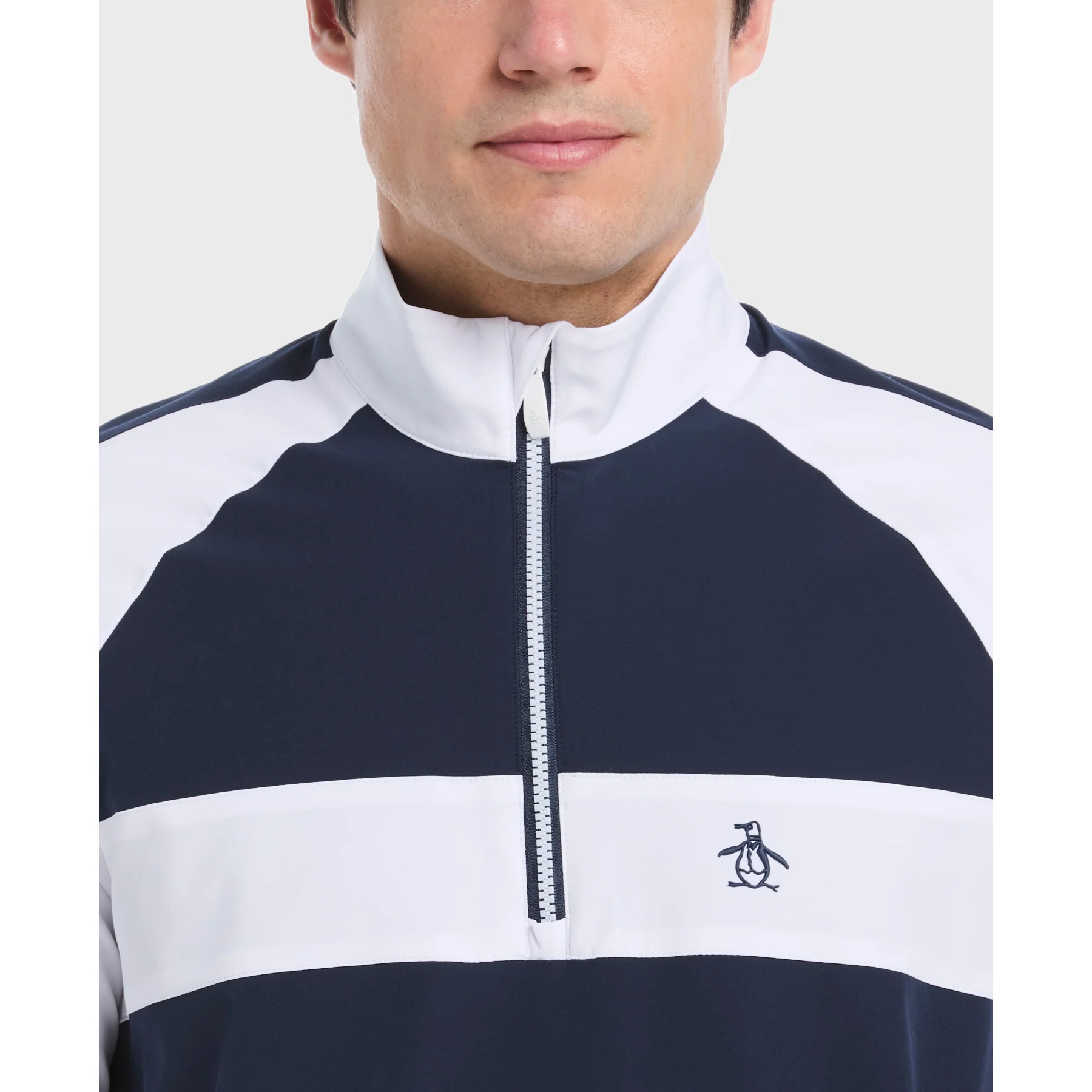 Quarter Zip Colour Block Golf Jacket In Black Iris - Image 3