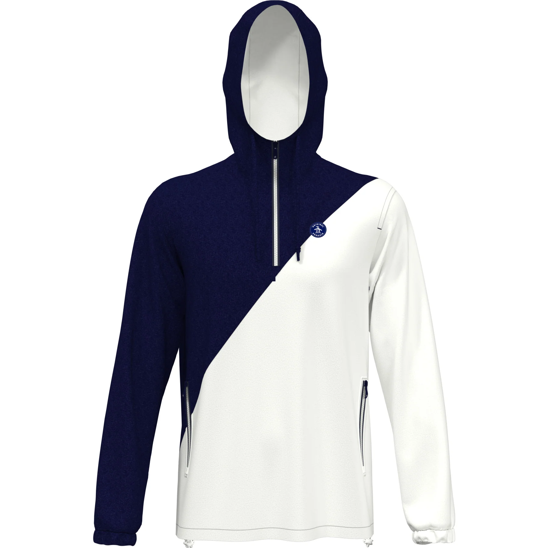 1/4 Zip Heritage Colour Block Tennis Jacket In Black Iris - Image 5