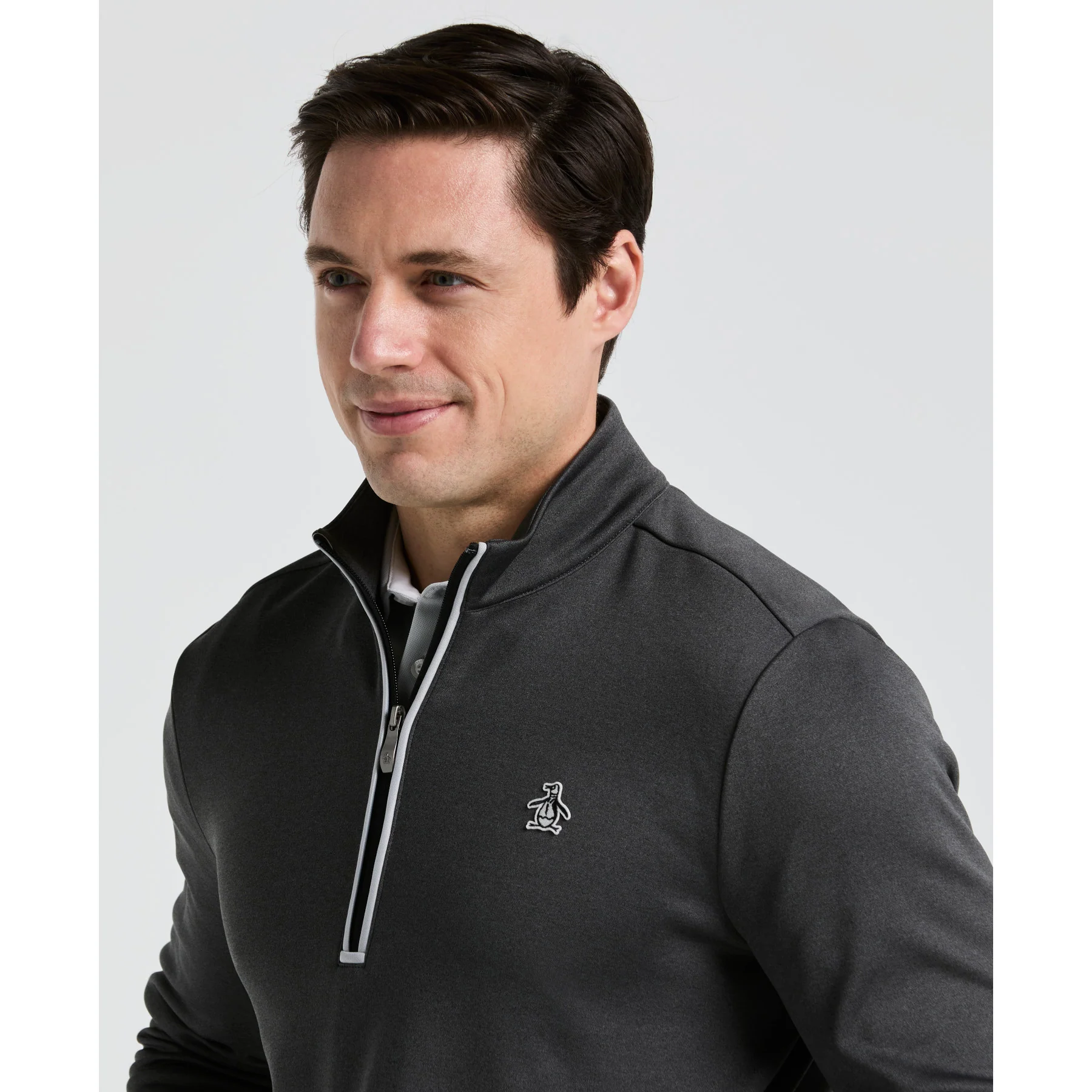 Quarter Zip Golf Pullover In Dark Caviar Heather - Image 3