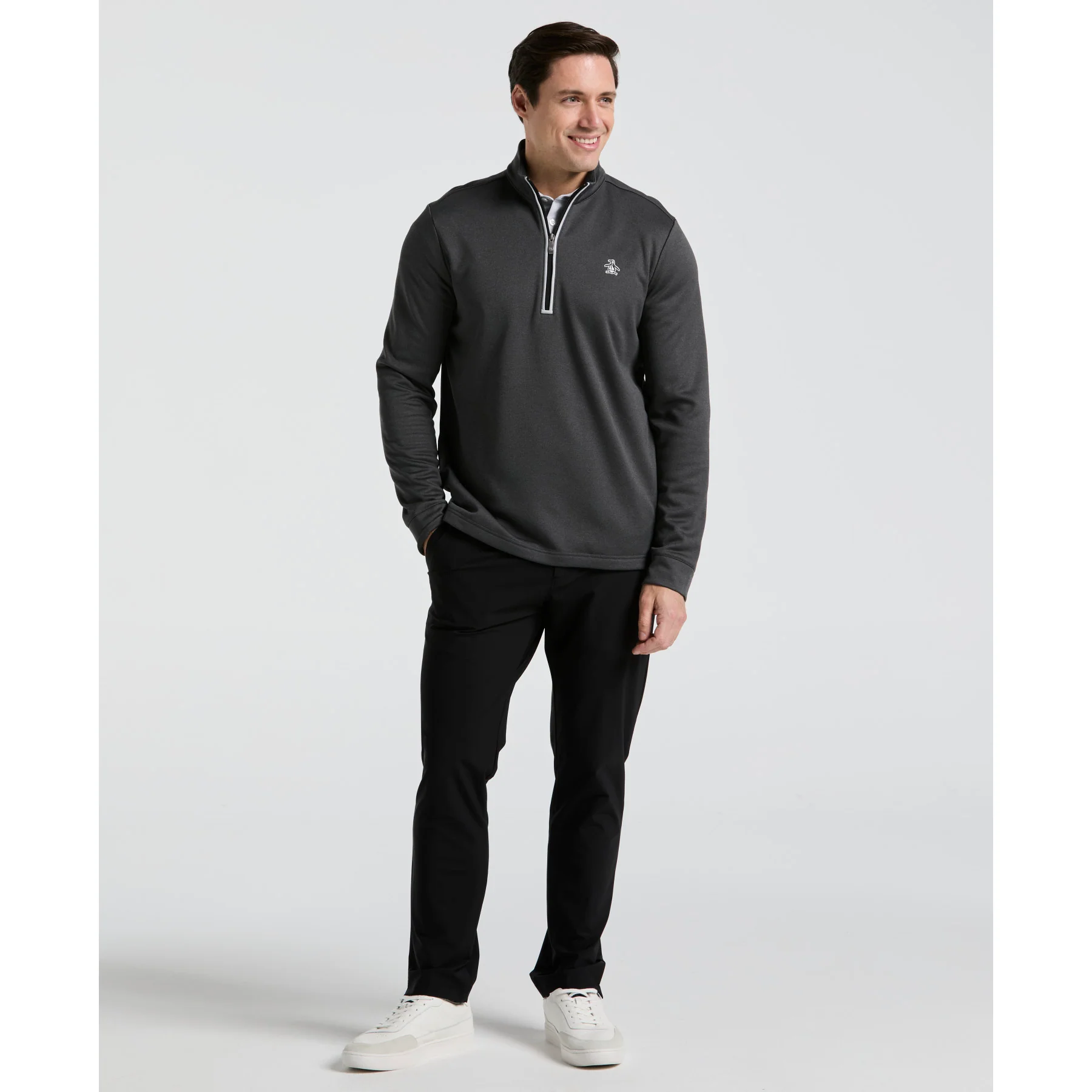 Quarter Zip Golf Pullover In Dark Caviar Heather - Image 4