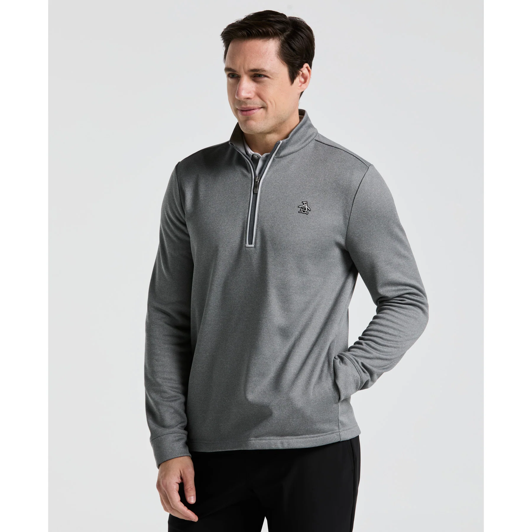 Quarter Zip Golf Pullover In Quiet Grey Heather