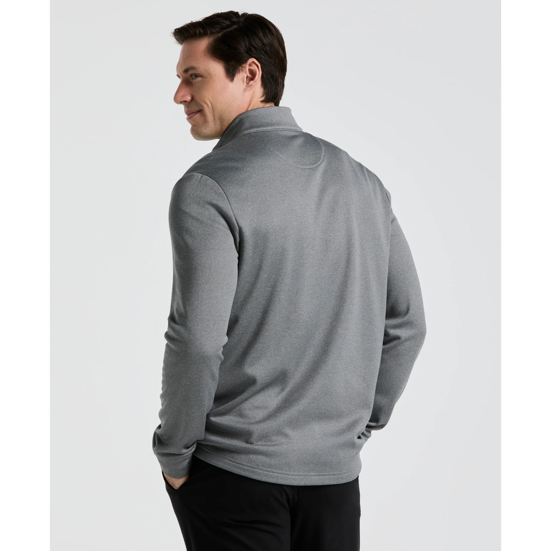 Quarter Zip Golf Pullover In Quiet Grey Heather - Image 2