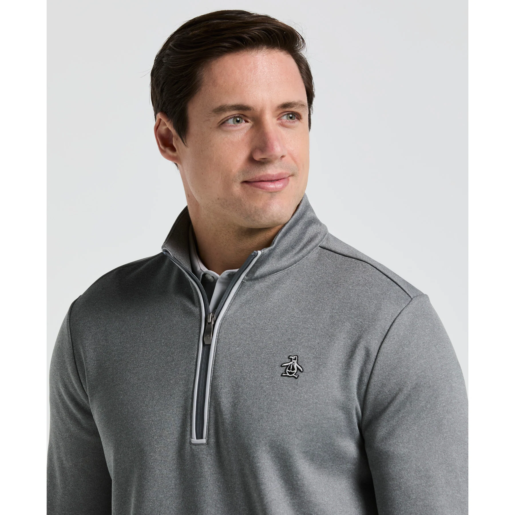 Quarter Zip Golf Pullover In Quiet Grey Heather - Image 3