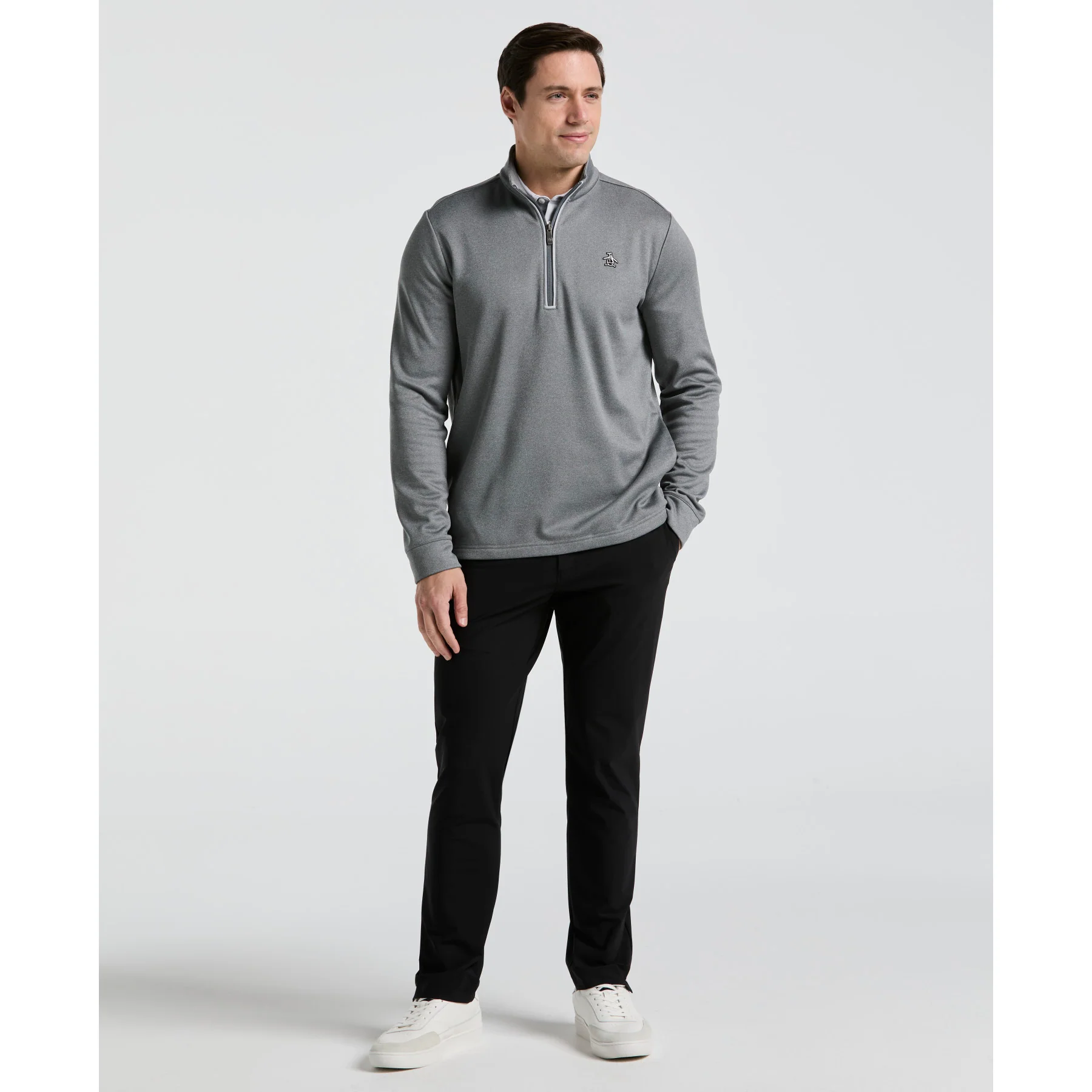 Quarter Zip Golf Pullover In Quiet Grey Heather - Image 4